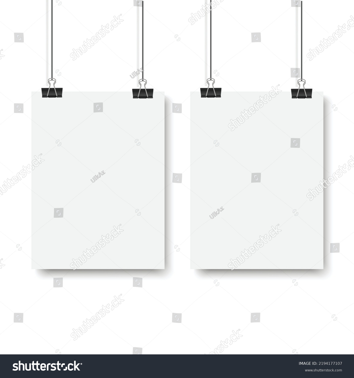 Blank Posters Hanging On Binder Clips Stock Vector Royalty Free