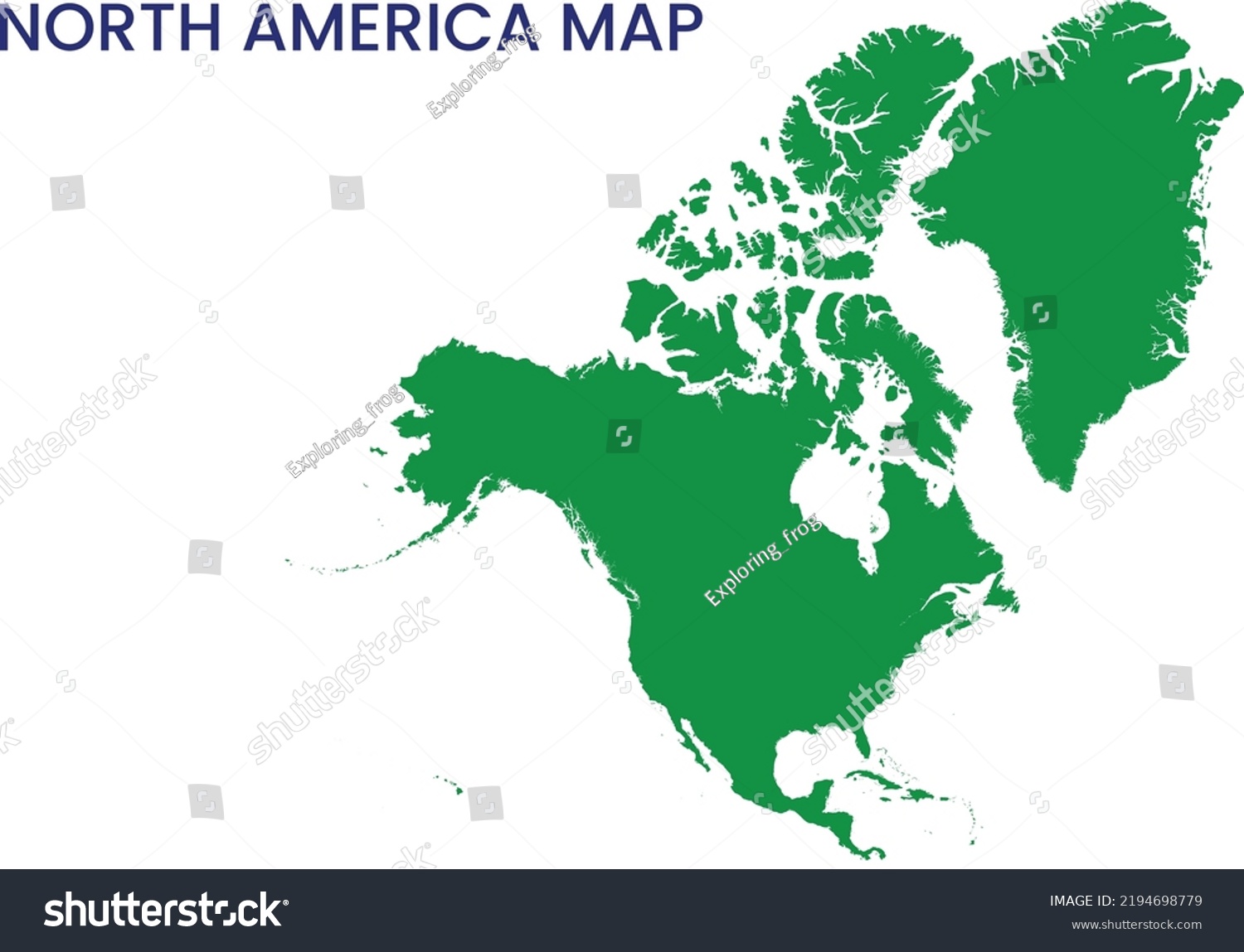 High Detailed Map North America Outline Stock Vector Royalty Free