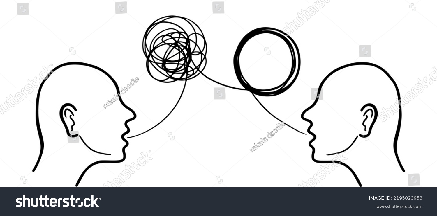 Doodle Sketch Style Humans Head Silhouette Stock Vector Royalty Free