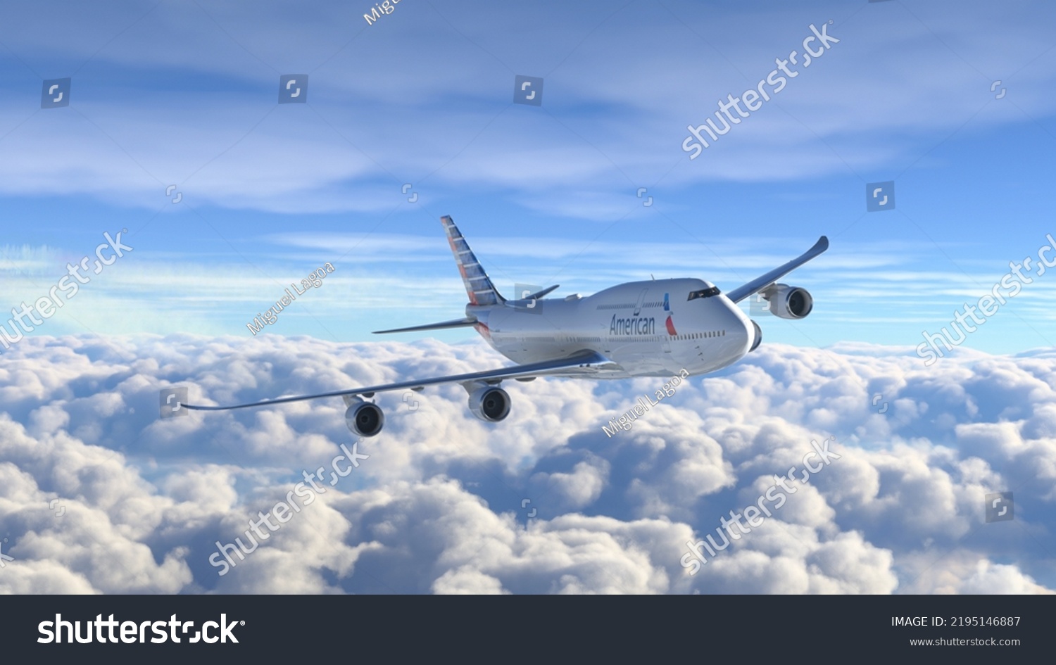 Boeing American Airlines Flying Over Stock Photo