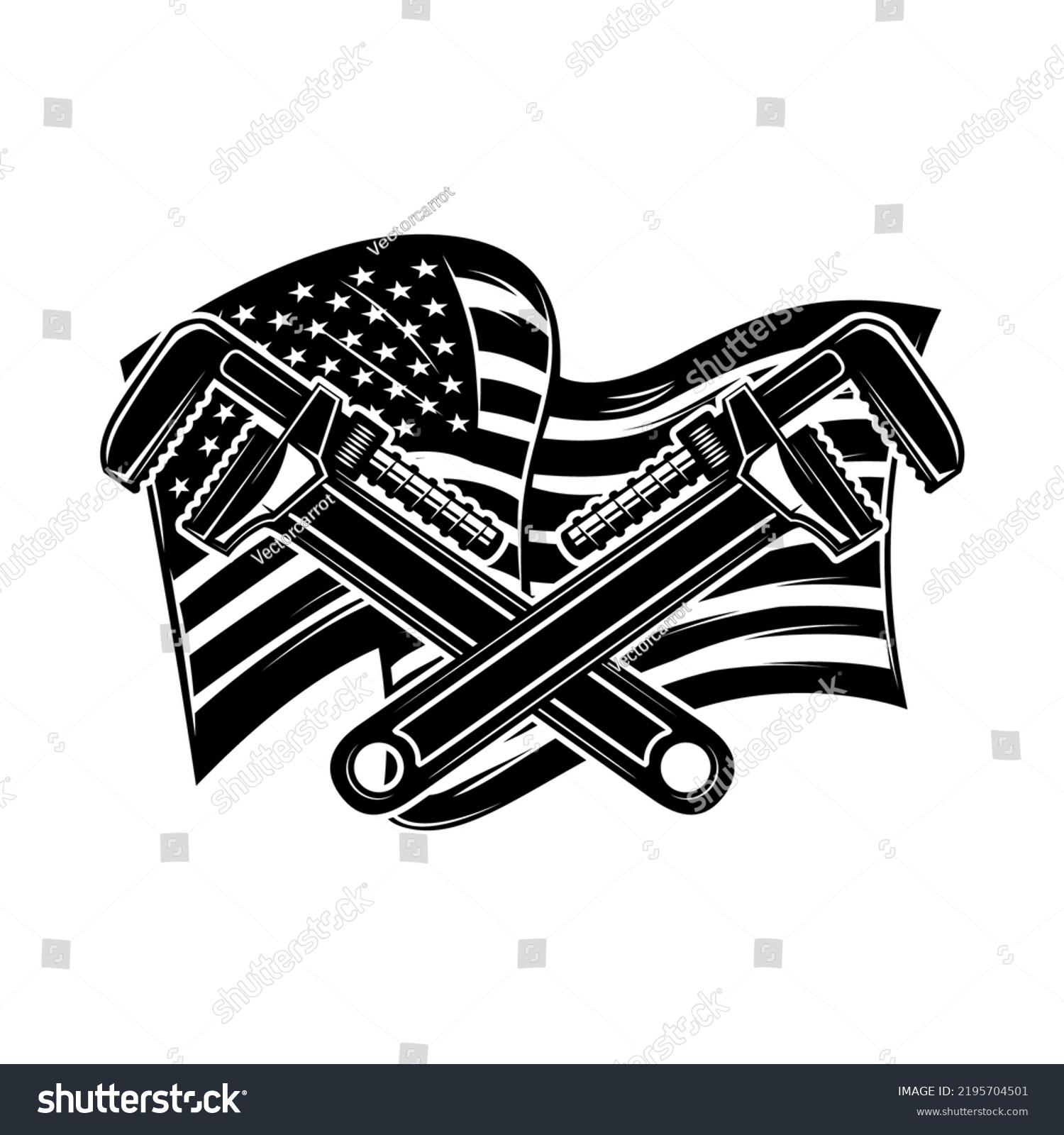 Illustration Crossed Pipe Wrenches On Us Stock Vector Royalty Free