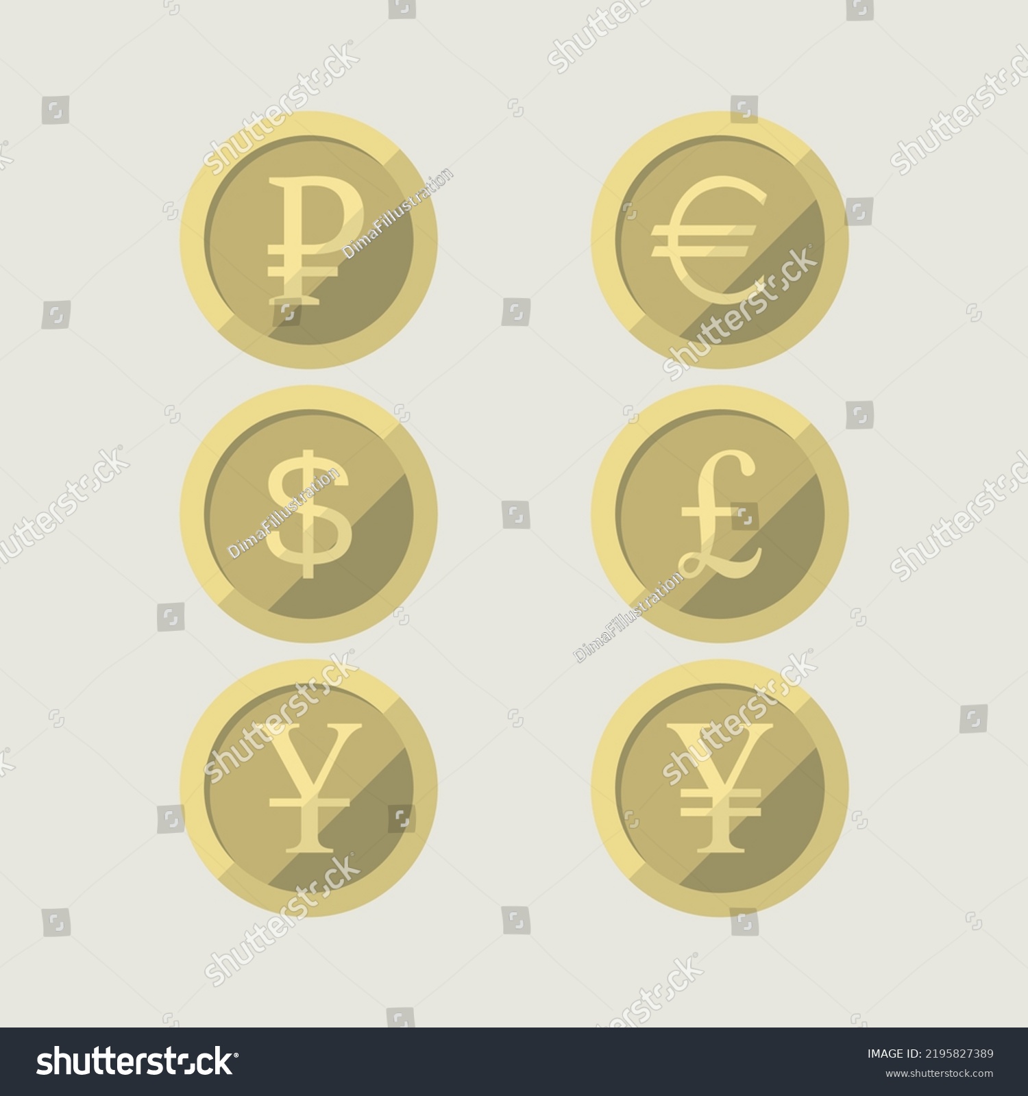 World Currency Symbol Coins Set Stock Vector Royalty Free