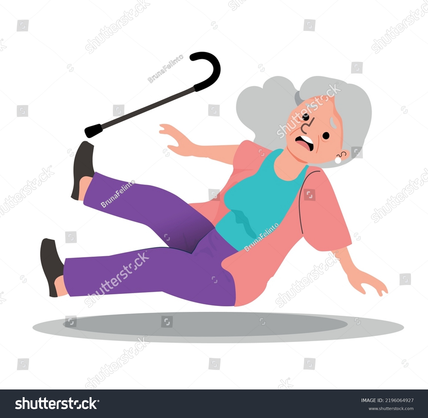 Elderly Slip Falling On Wet Floor Stock Vector Royalty Free