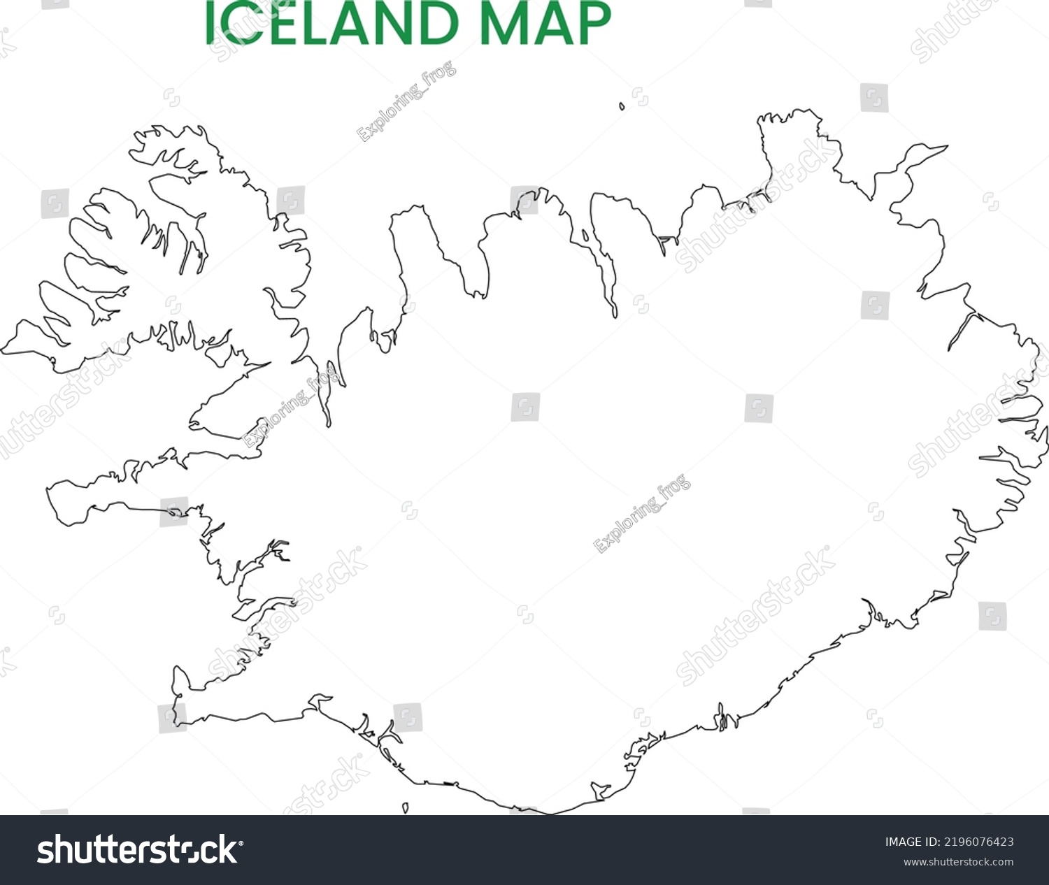 High Detailed Map Iceland Outline Map Stock Vector Royalty Free