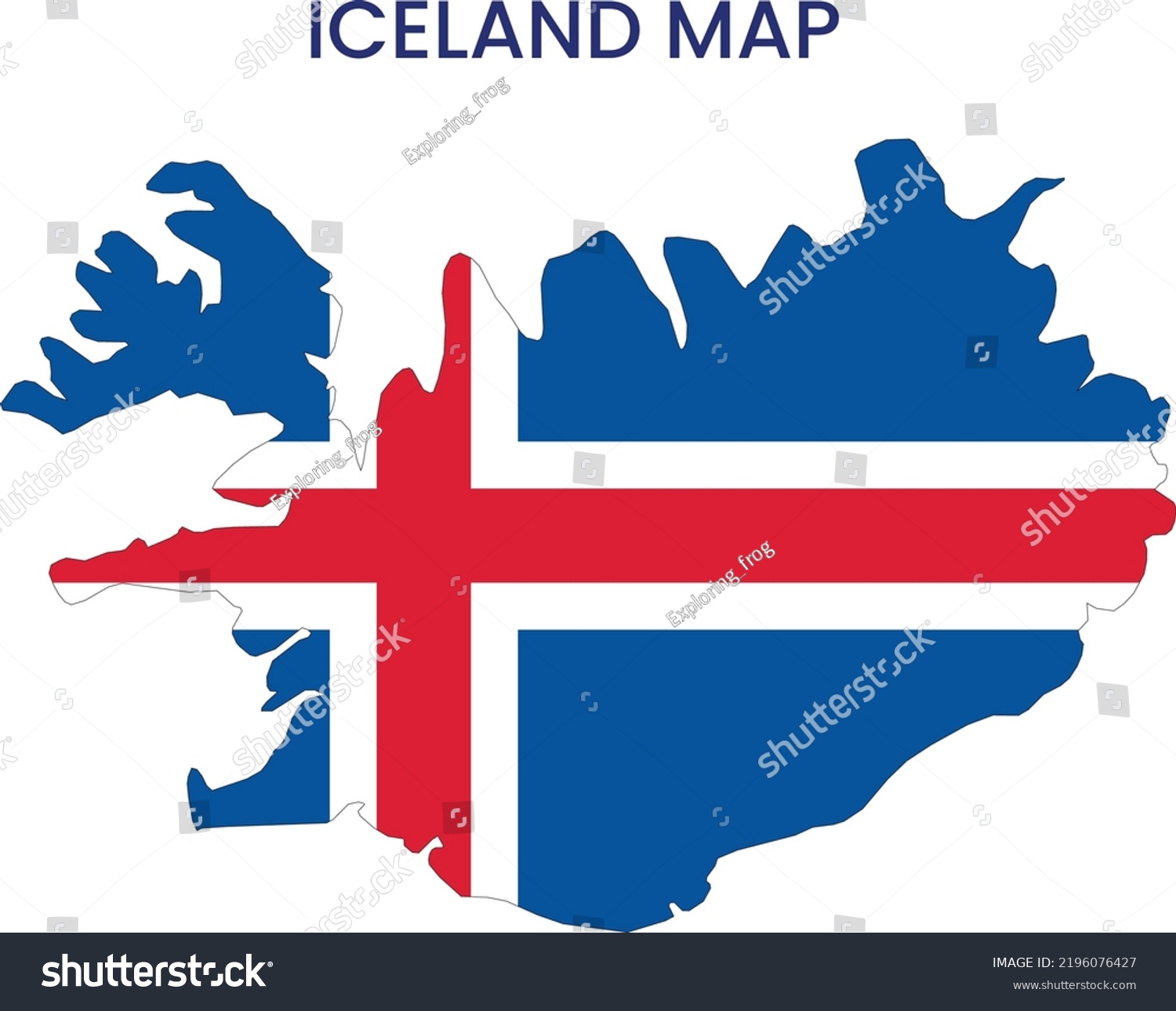 High Detailed Map Iceland Outline Map Stock Vector Royalty Free