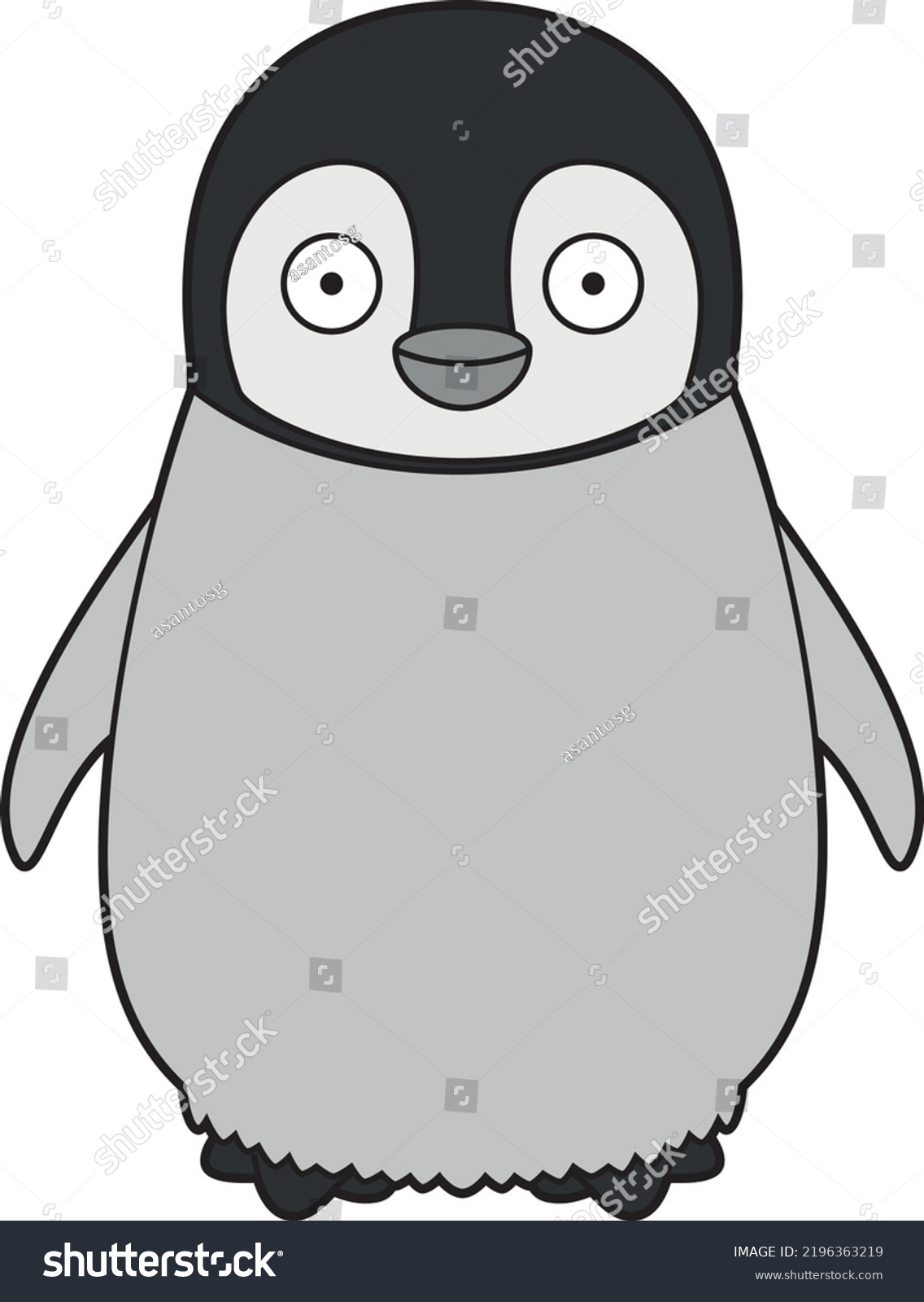 Cute Cartoon Vector Illustration Baby Penguin Stock Vector Royalty