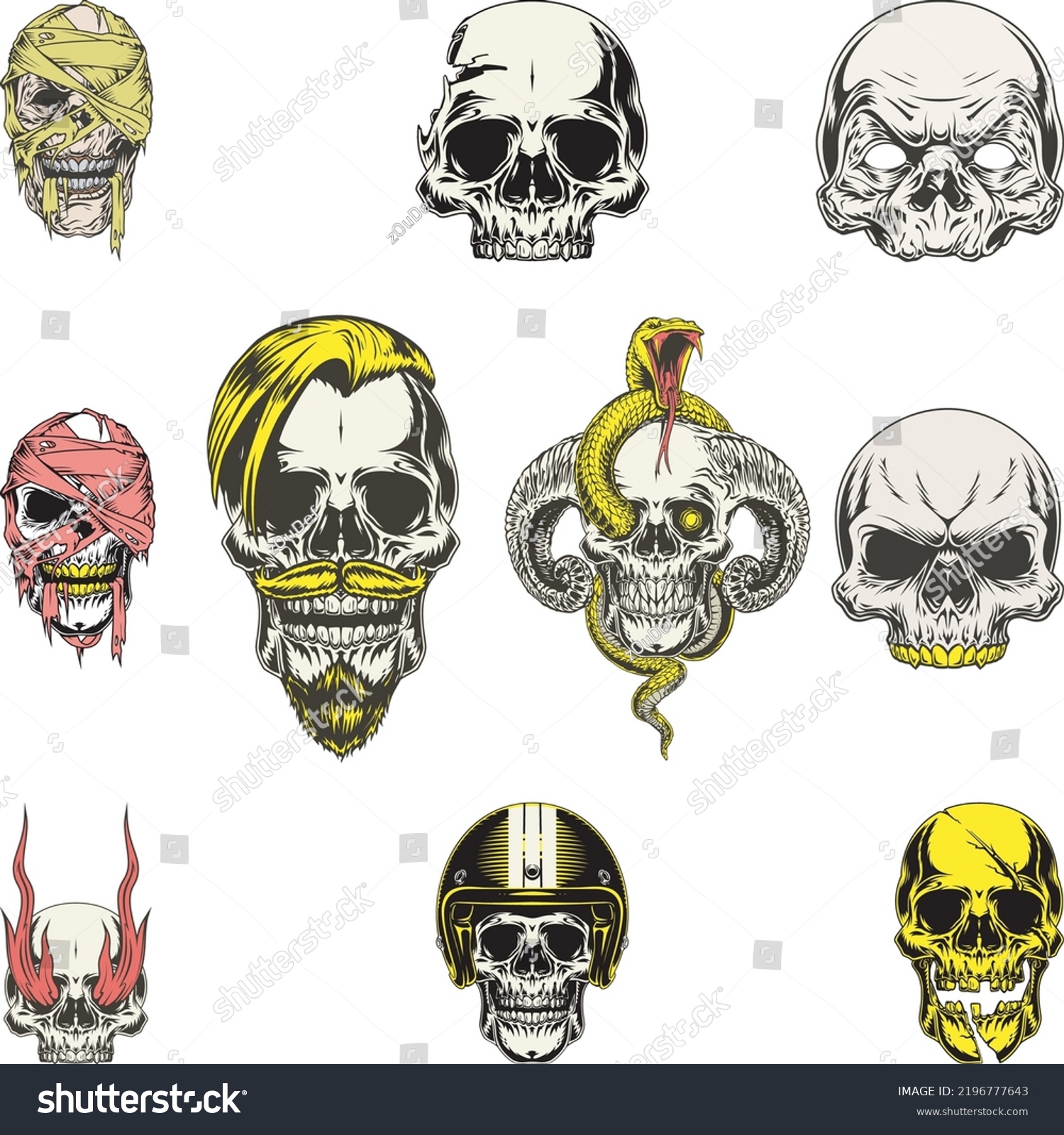 Handdrawn Anatomical Skulls Vector Set Stock Vector Royalty Free