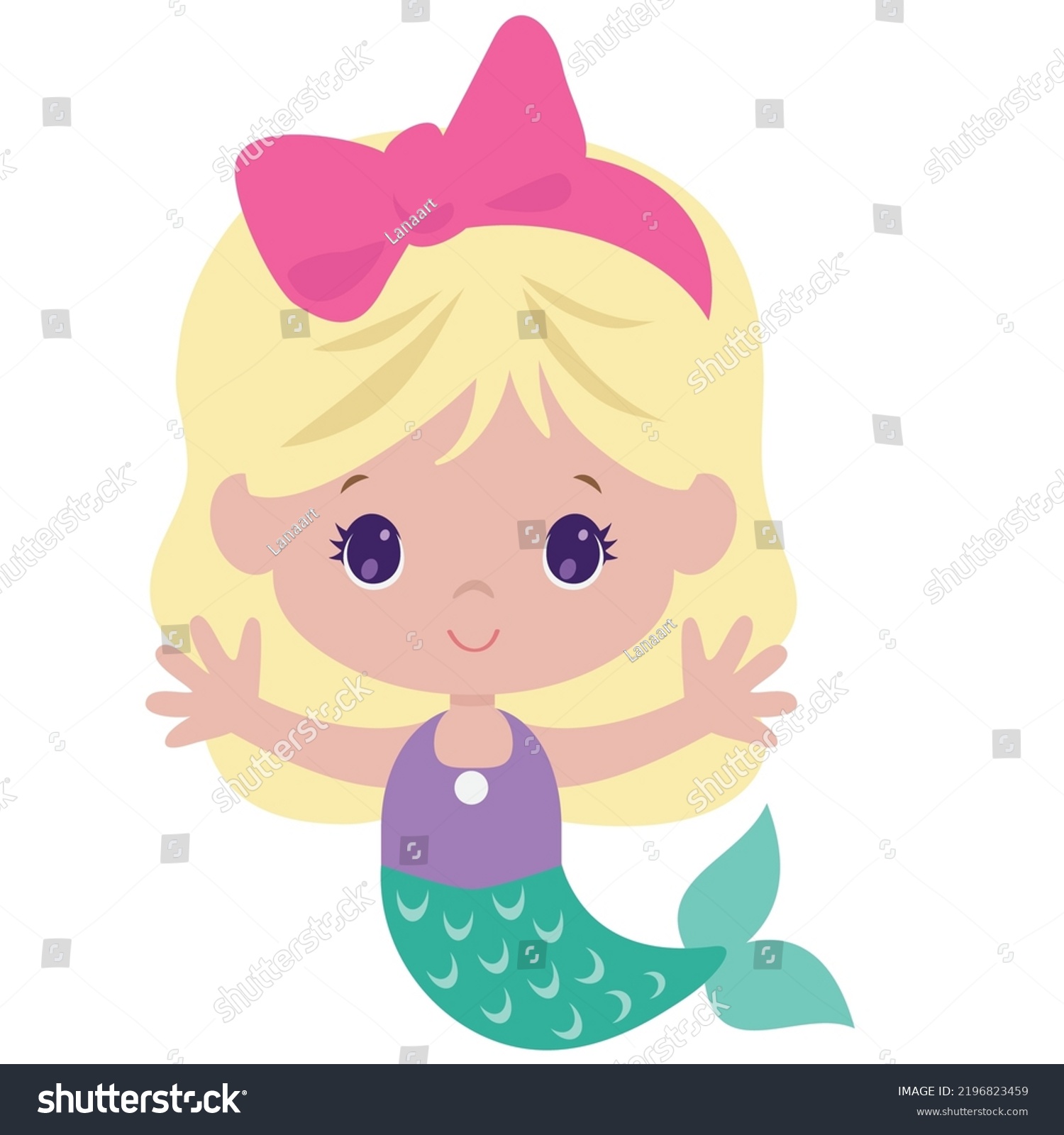 Blonde Mermaid Vector Cartoon Illustration Stock Vector Royalty Free