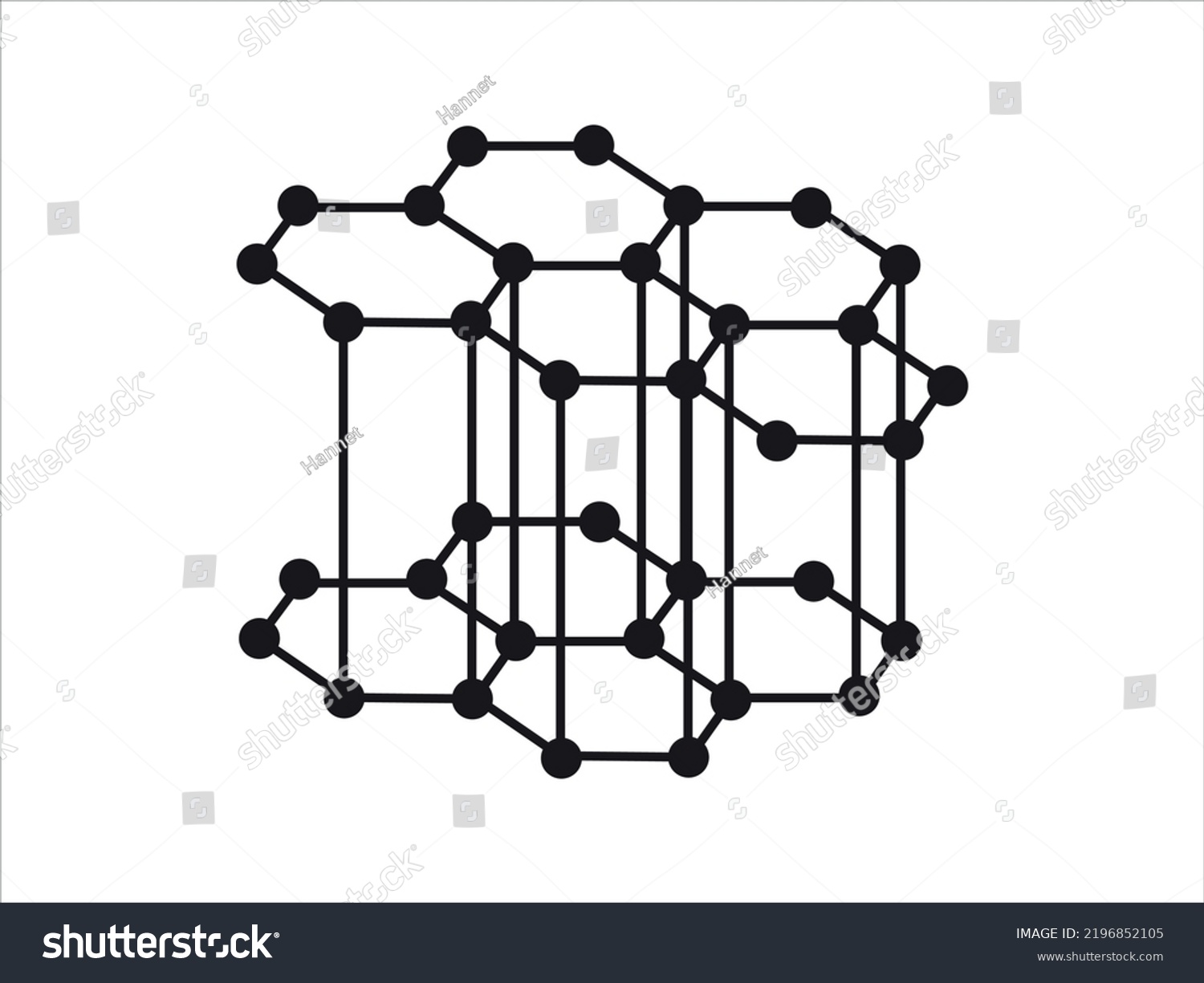 Volumetric Crystal Lattice Graphite Position Atoms Stock Vector