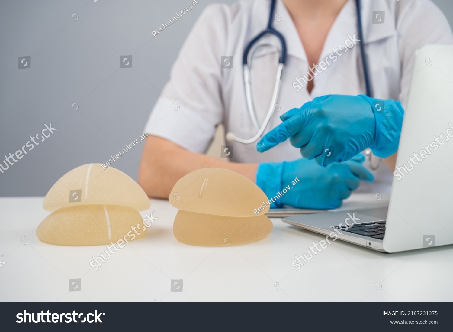 Doctor Plastic Surgeon Explains Benefits Different Stock Photo