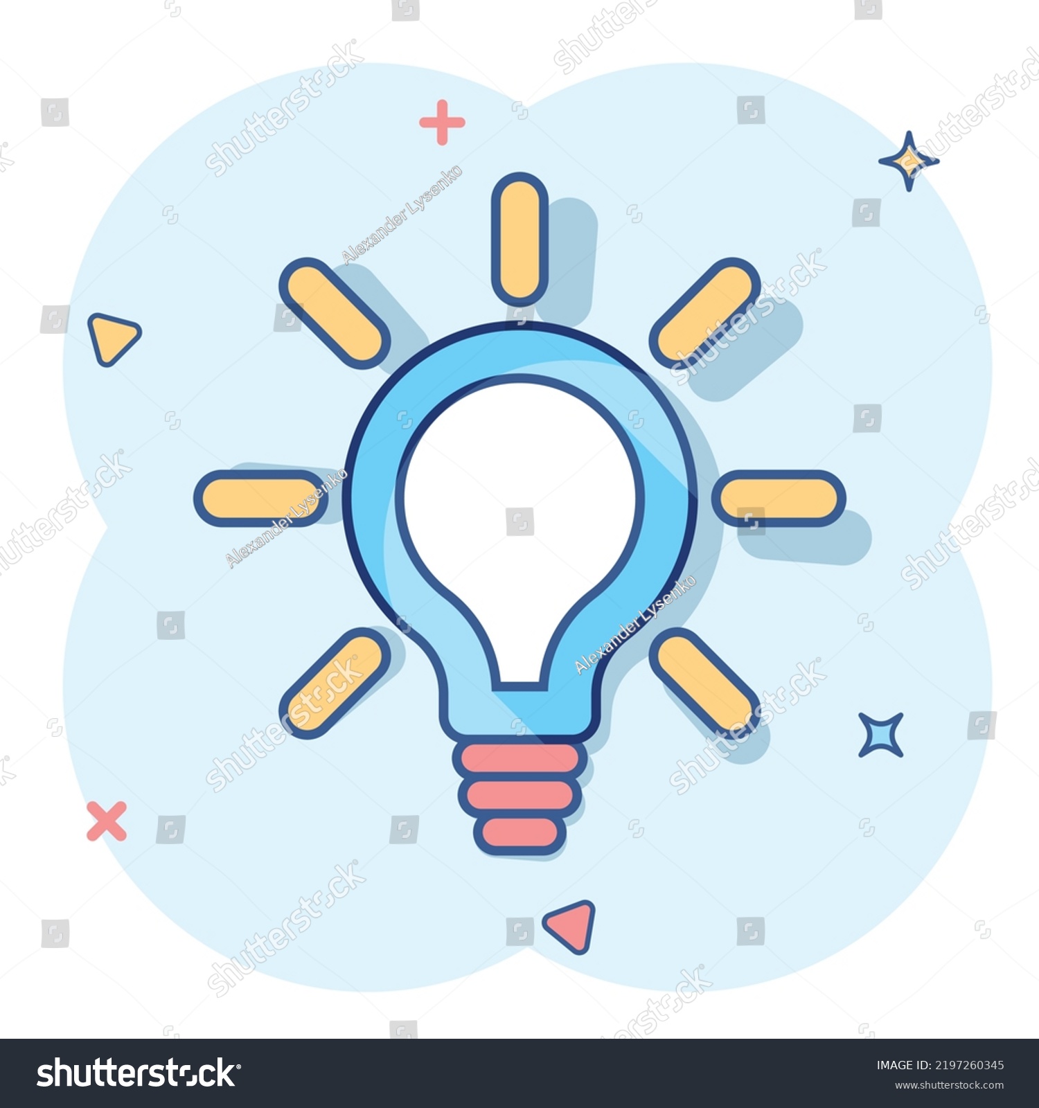 Vector Cartoon Light Bulb Icon Comic Stock Vector Royalty Free