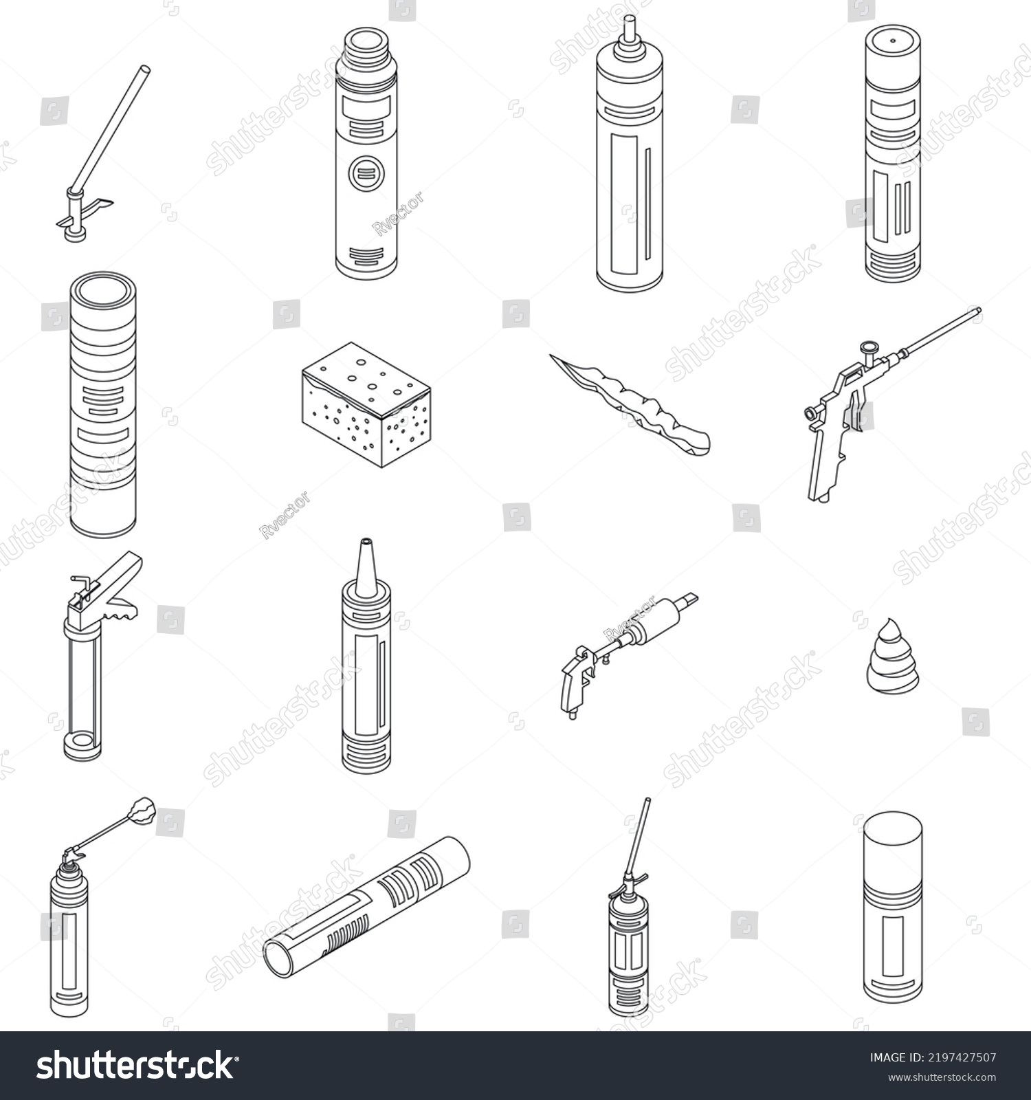 Polyurethane Foam Icons Set Isometric Set Stock Vector Royalty Free