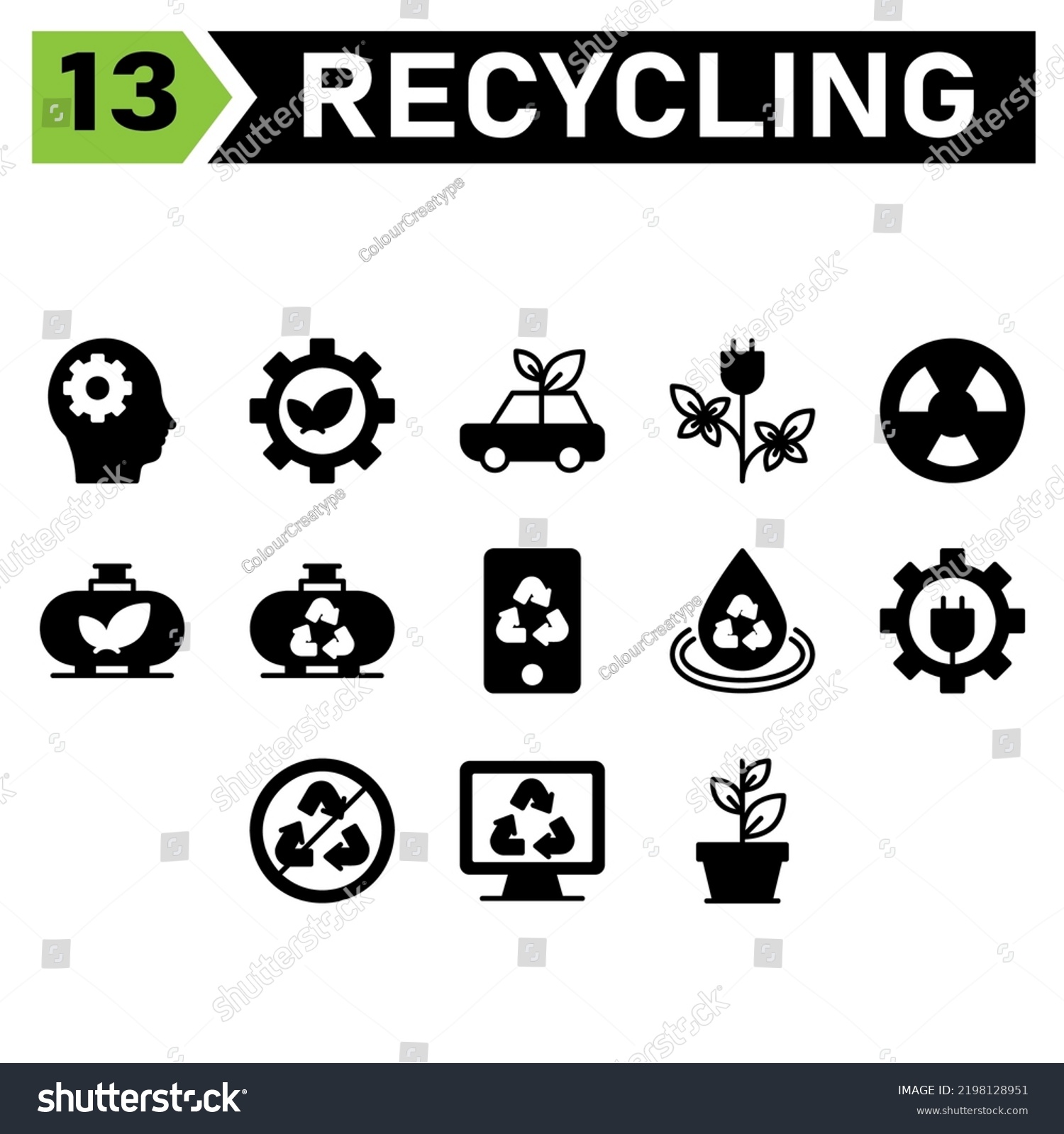 Ecology Recycle Icon Set Include Head Stock Vector Royalty Free