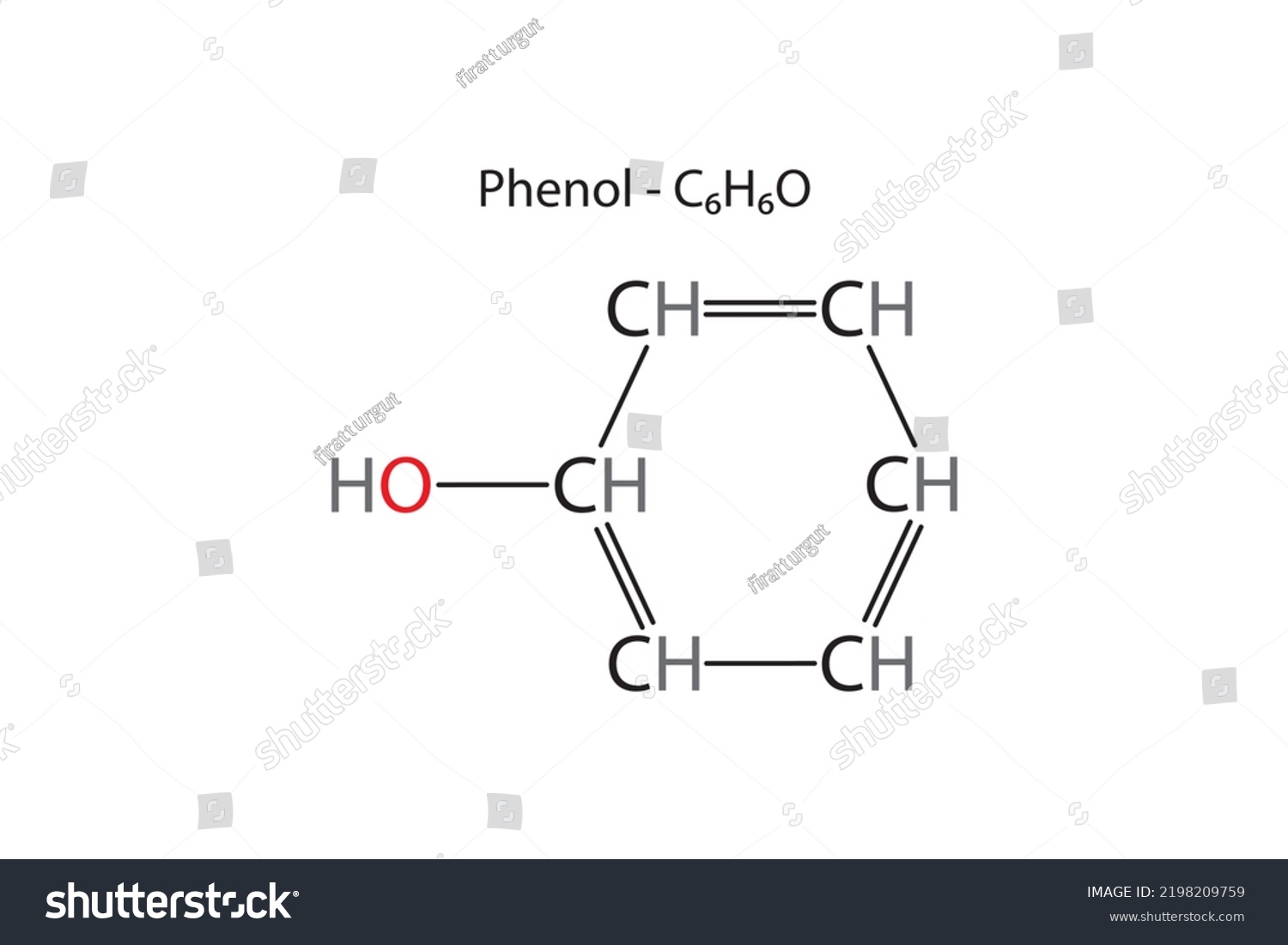 Molecular Formula Phenol Chemical Structure Phenol Stock Vector