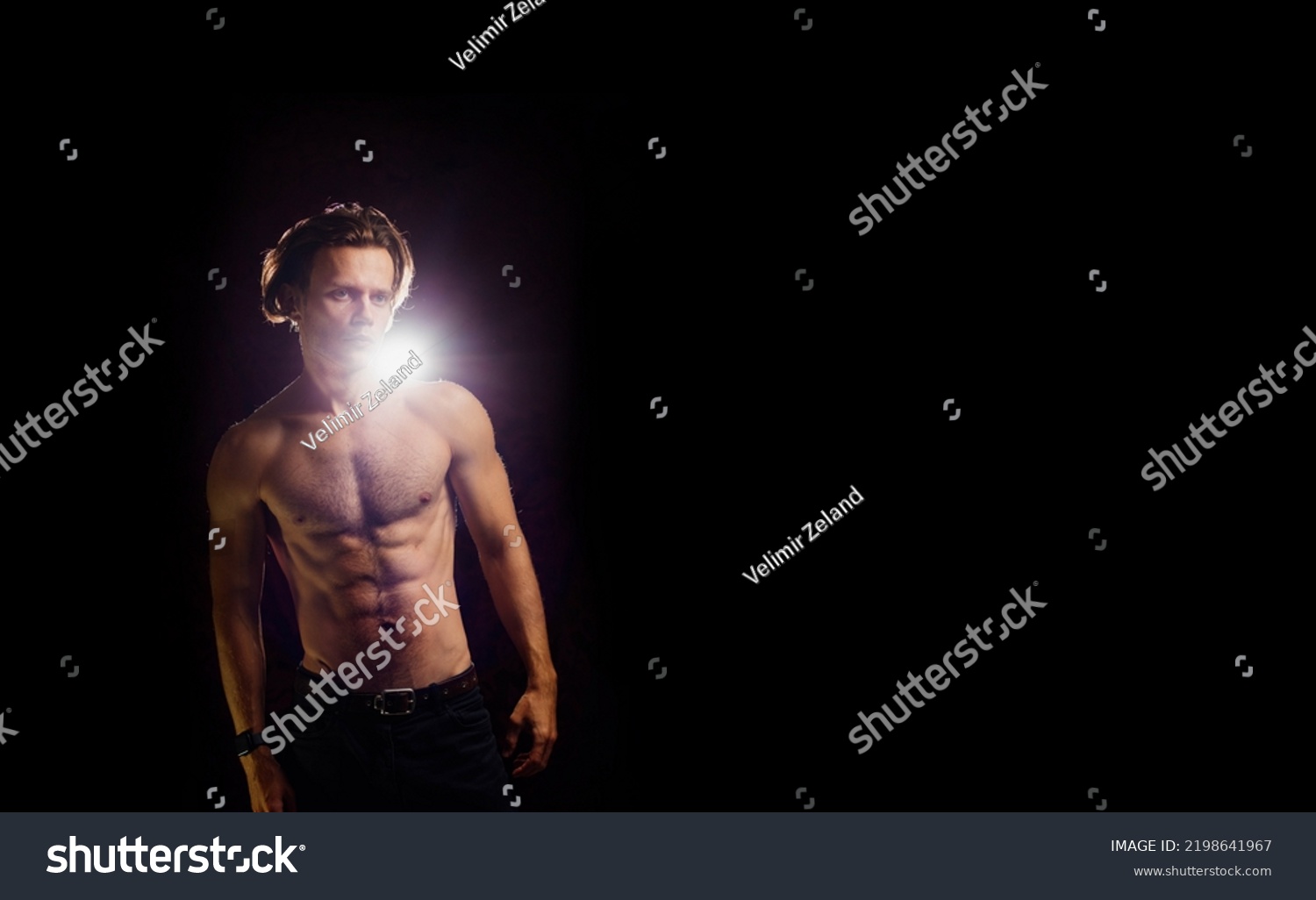 Muscular Athletic Man Naked Torso Inflated Stock Photo 2198641967