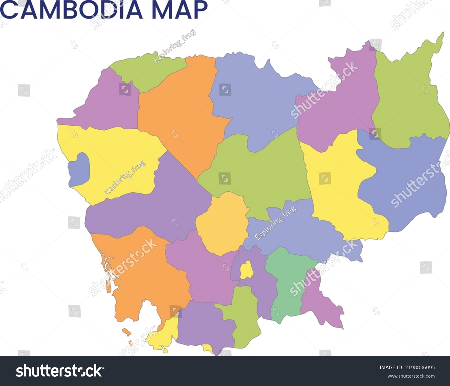 High Detailed Map Cambodia Outline Map Stock Vector Royalty Free