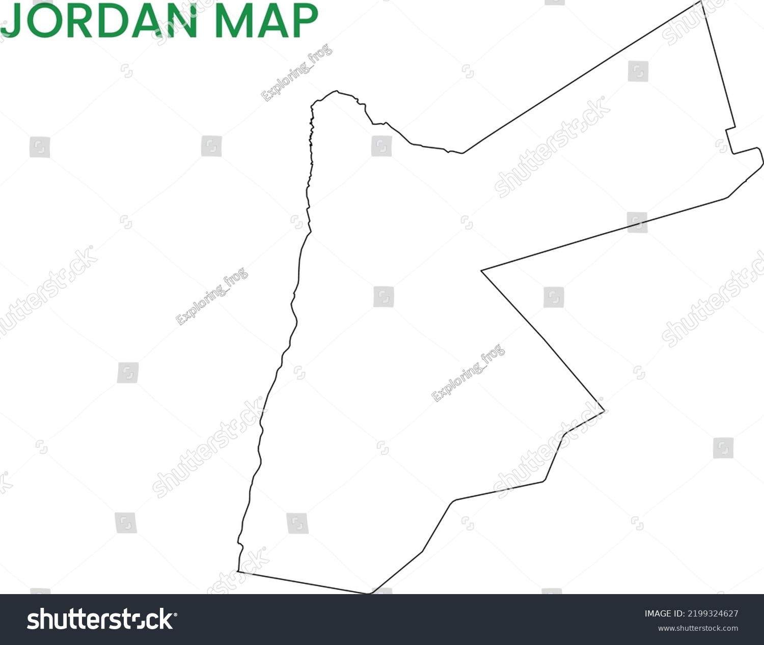 High Detailed Map Jordan Outline Map Stock Vector Royalty Free