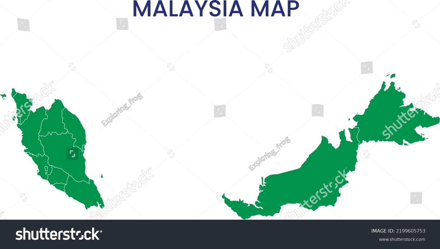 High Detailed Map Malaysia Outline Map Stock Vector Royalty Free