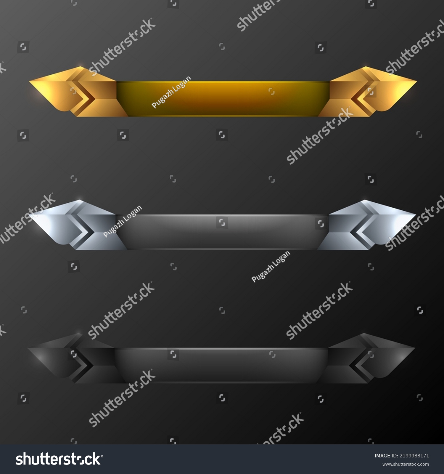 Lower Third Title Banner Bar Gold Stock Vector Royalty Free