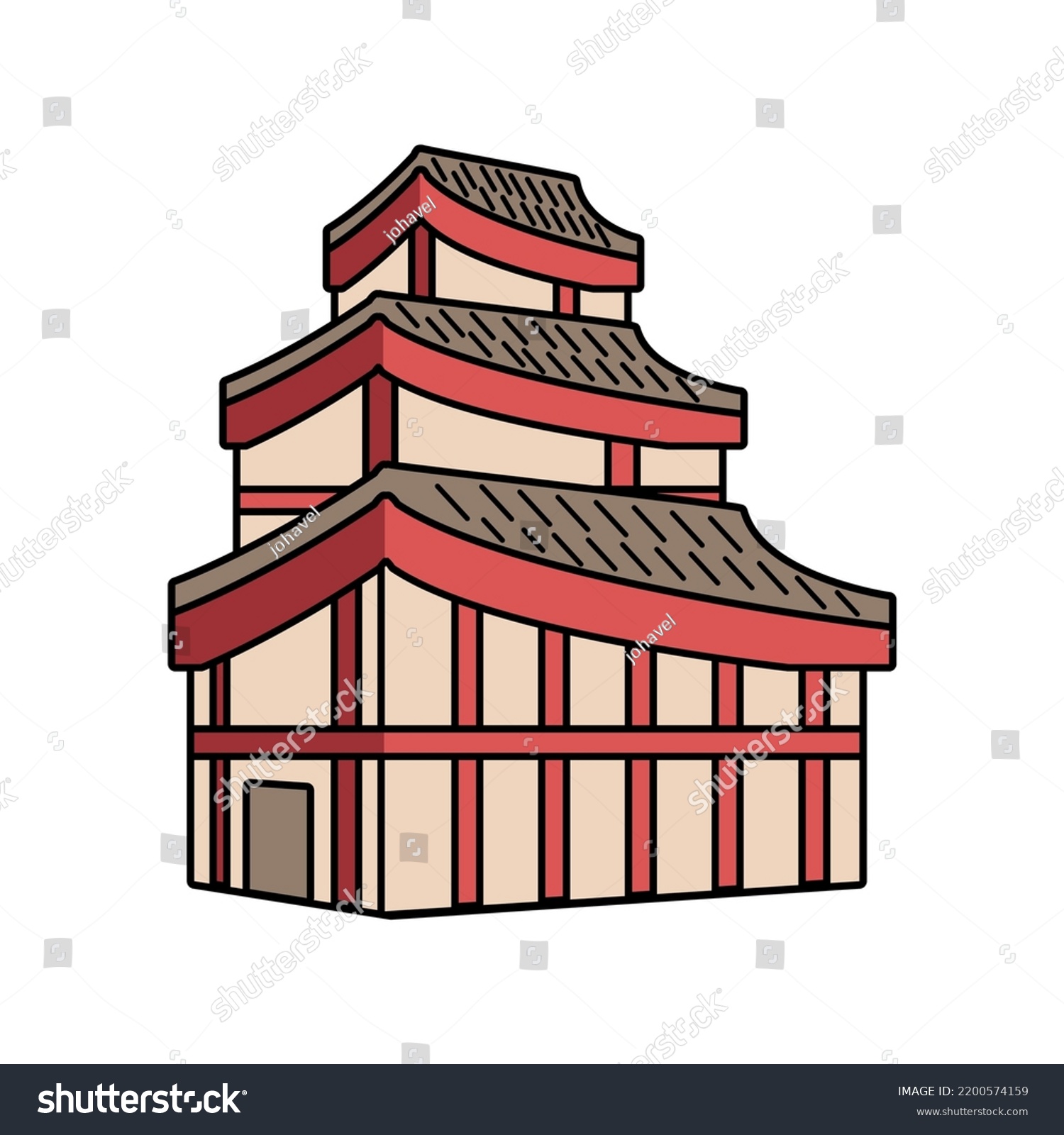 Japanese Pagoda Temple Icon Design Isolated Stock Vector Royalty Free