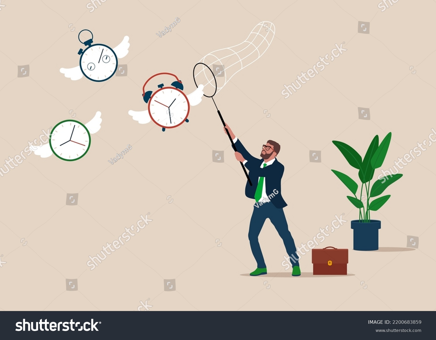 Businessman Hurry Chasing Catch Flying Away Stock Vector Royalty Free