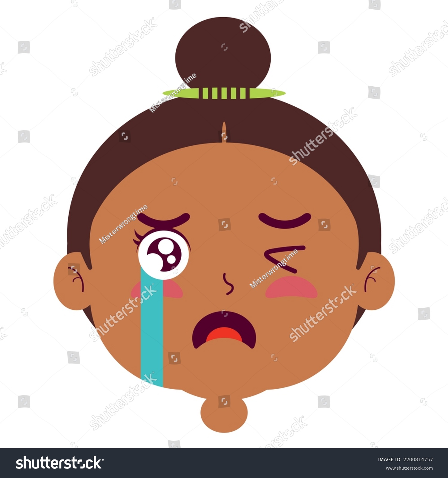 Girl Crying Face Cartoon Cute Stock Vector Royalty Free