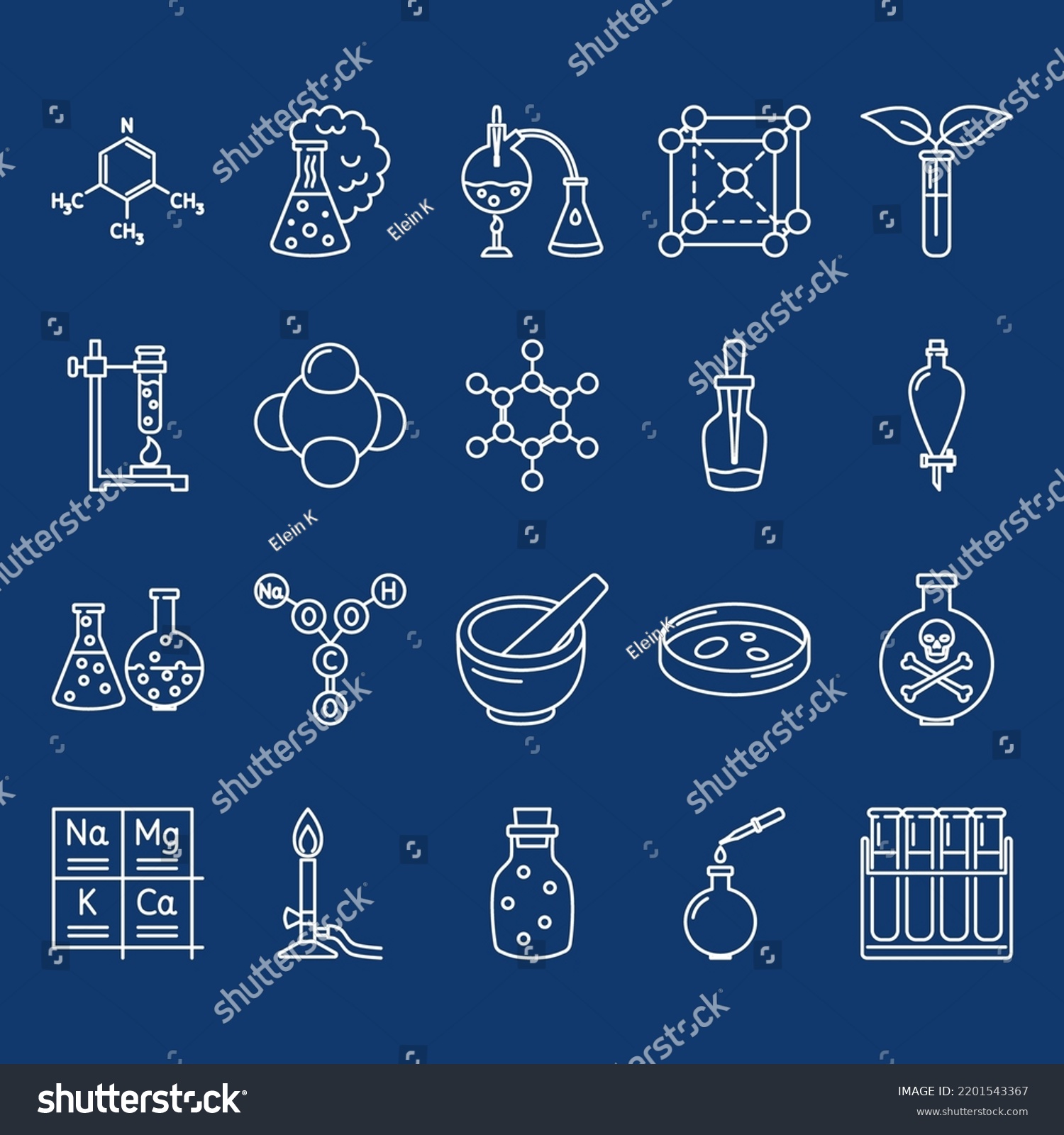 Chemistry Science Icon Set Line Style Stock Vector Royalty Free