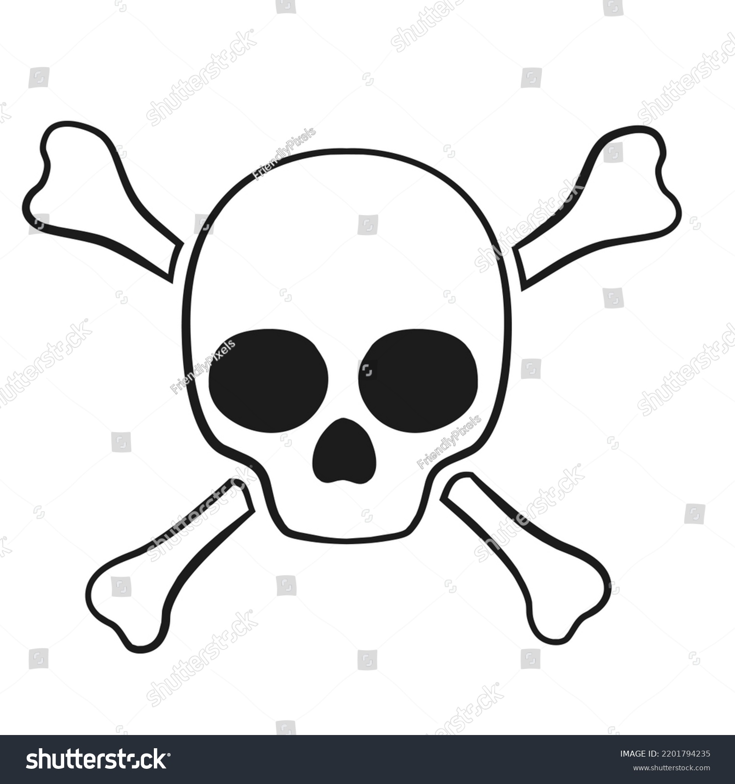 Skull Crossbones Vector Cartoon Stock Vector Royalty Free 2201794235