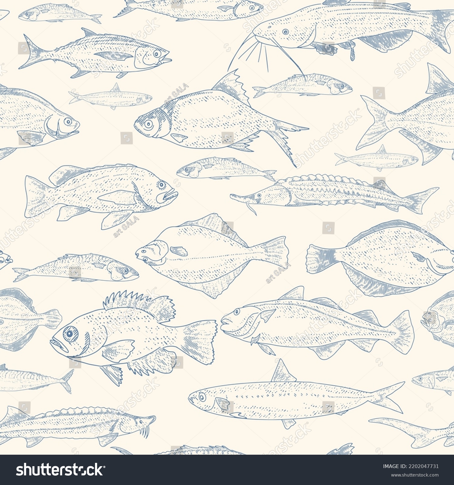 Fish Vector Seafood Background Vintage Sketch Stock Vector Royalty