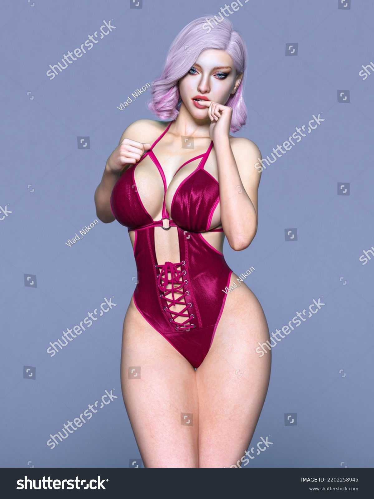 Beautiful Sexy Woman Red Corsetintimate Clothing Stock Illustration