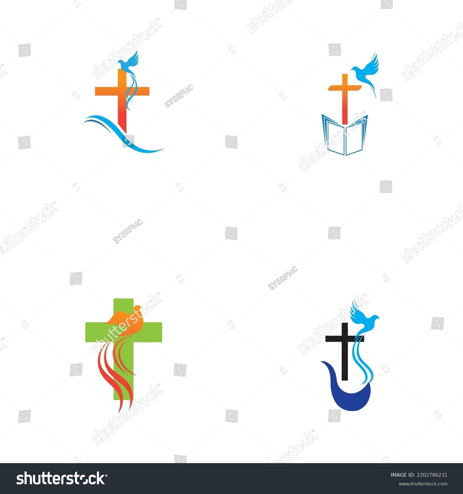 Set Church Logo Vector Illustration Design Stock Vector Royalty Free