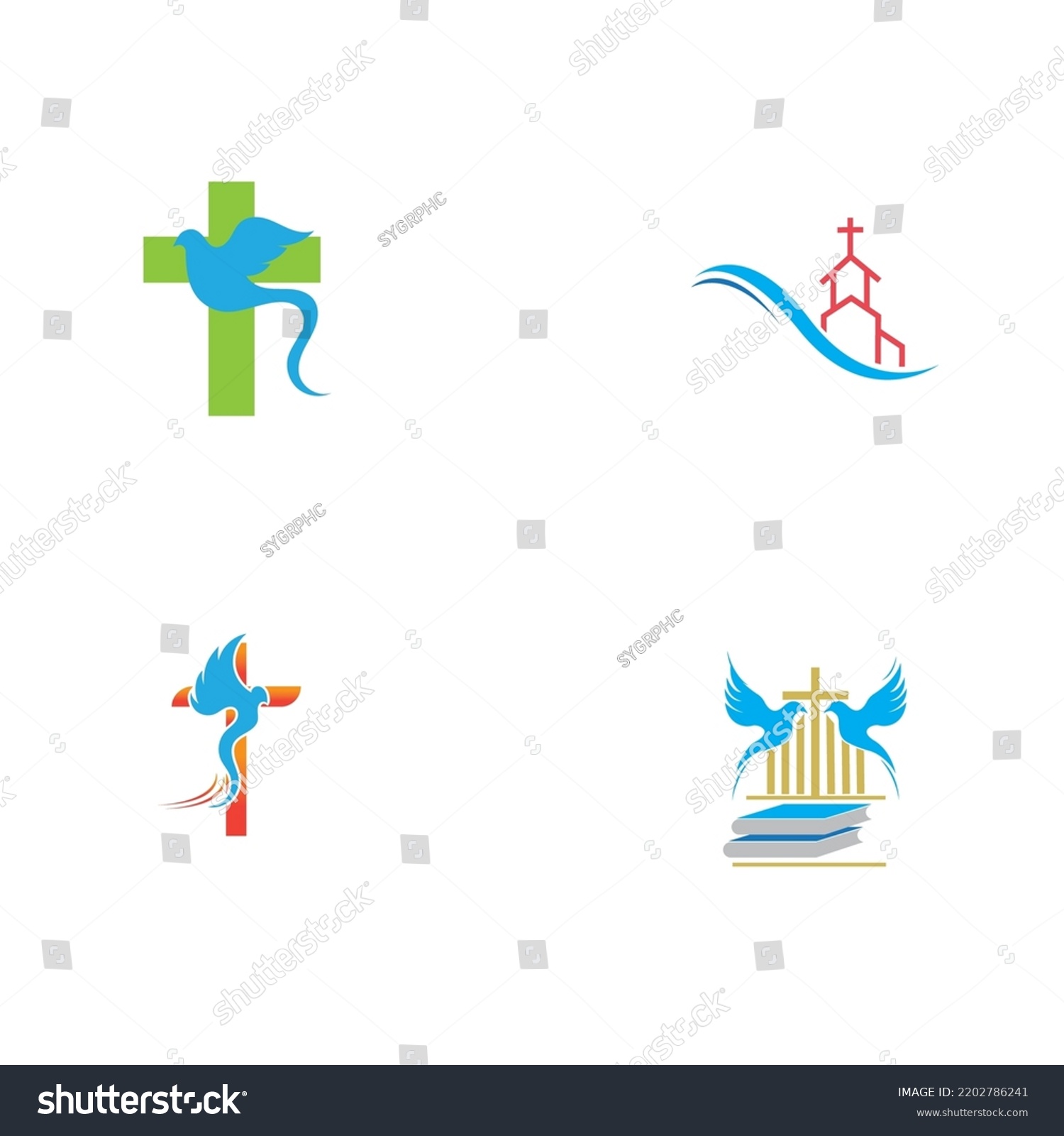 Set Church Logo Vector Illustration Design Stock Vector Royalty Free