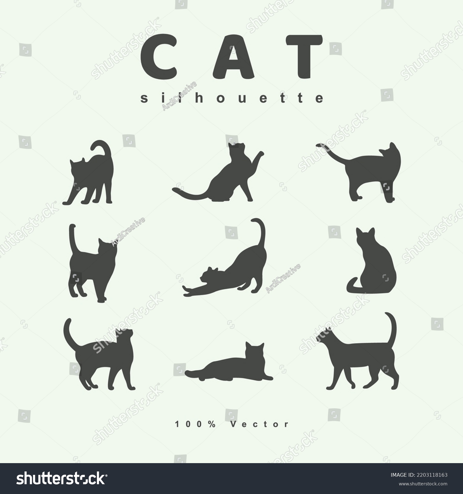 Vector Graphic Illustration Set Cat Silhouette Stock Vector Royalty