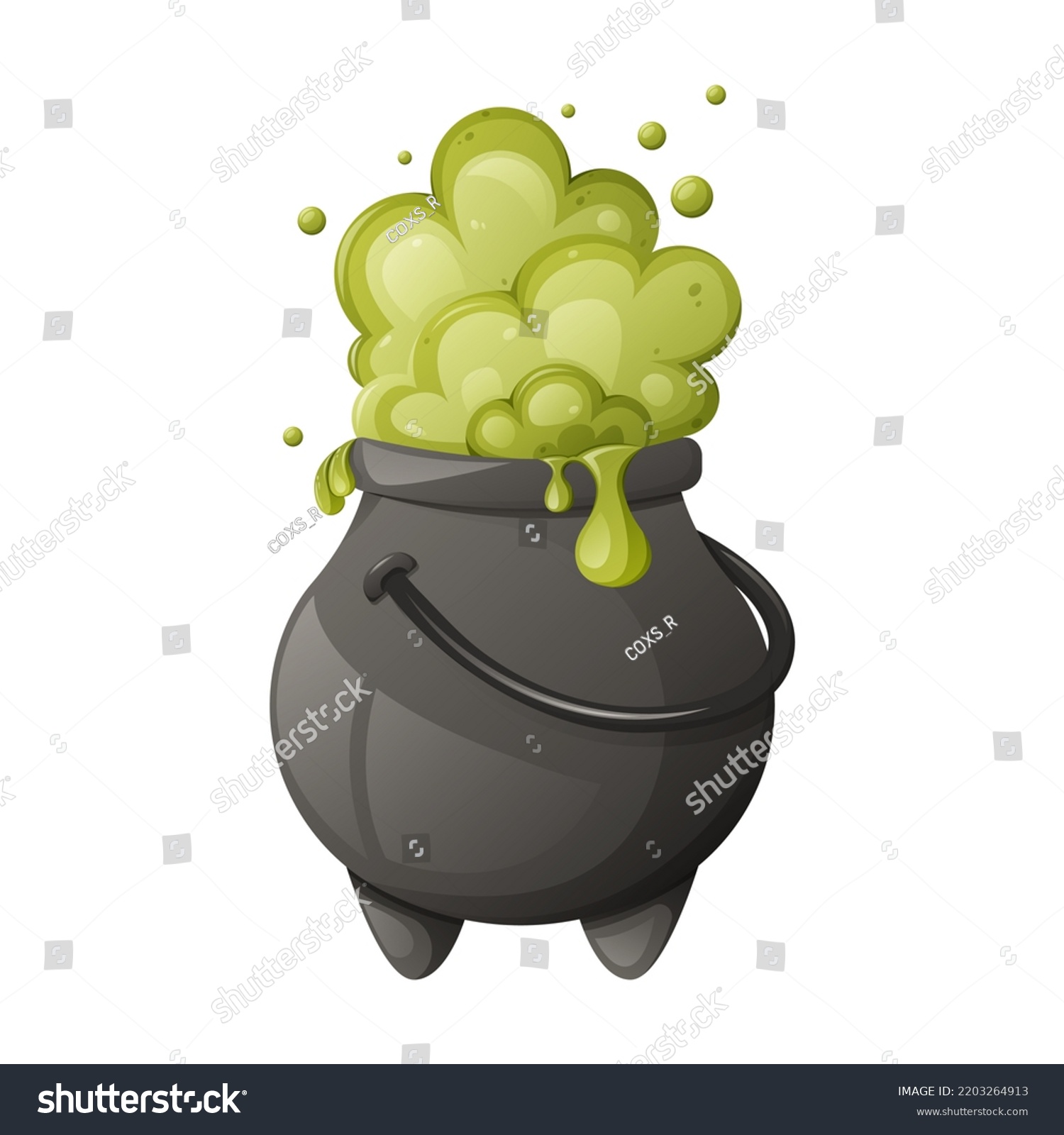 Cauldron Magic Green Potion Boiling Bubbling Stock Vector Royalty Free