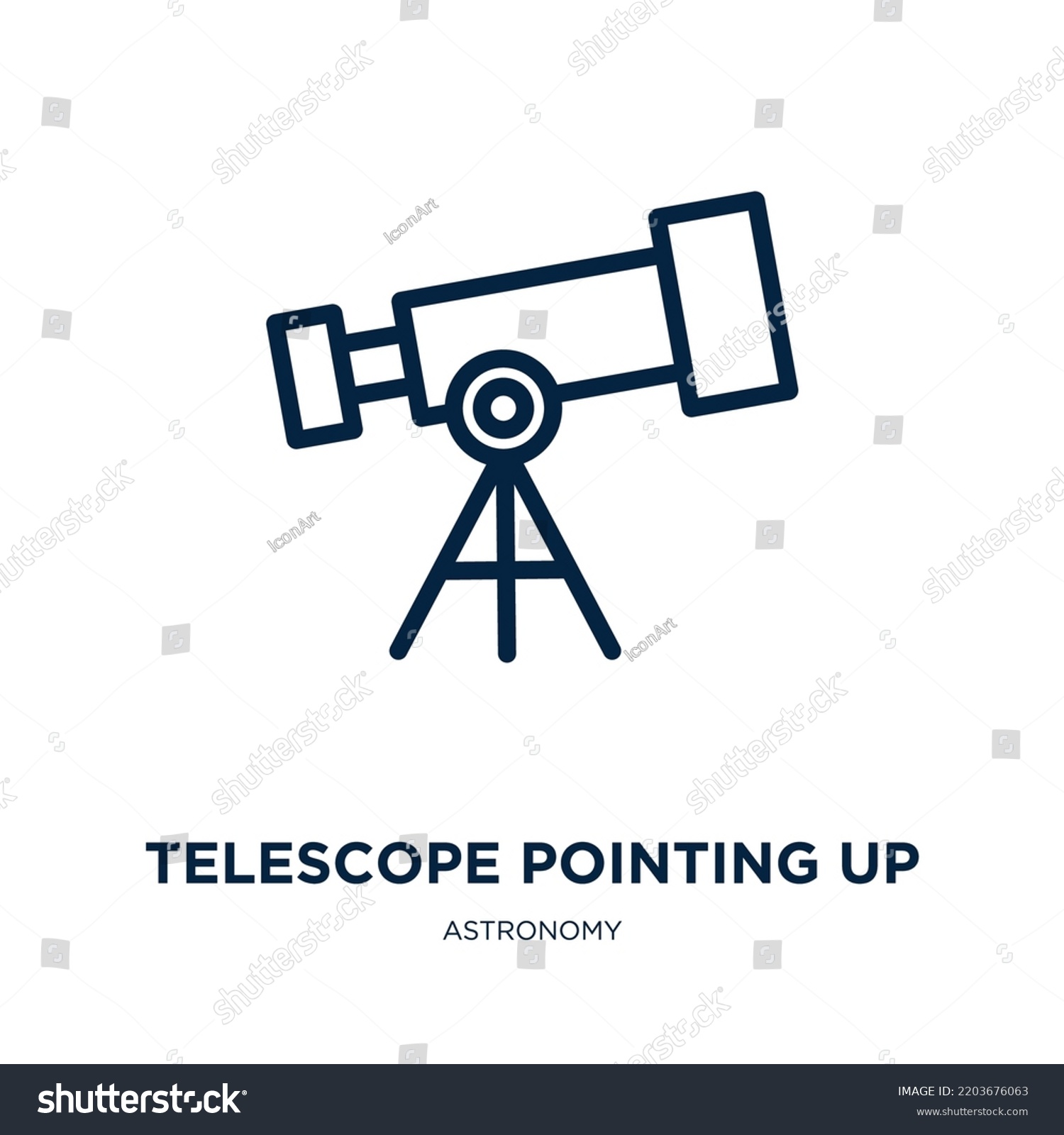 Telescope Pointing Icon Astronomy Collection Thin Stock Vector Royalty