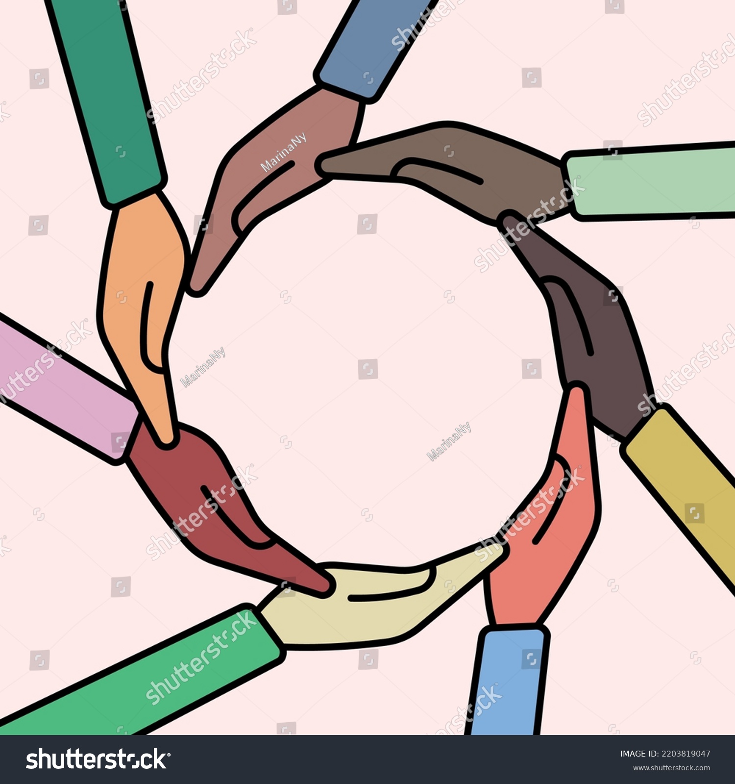 Concept Inclusion Equality Diversity Diverse Hands Stock Vector