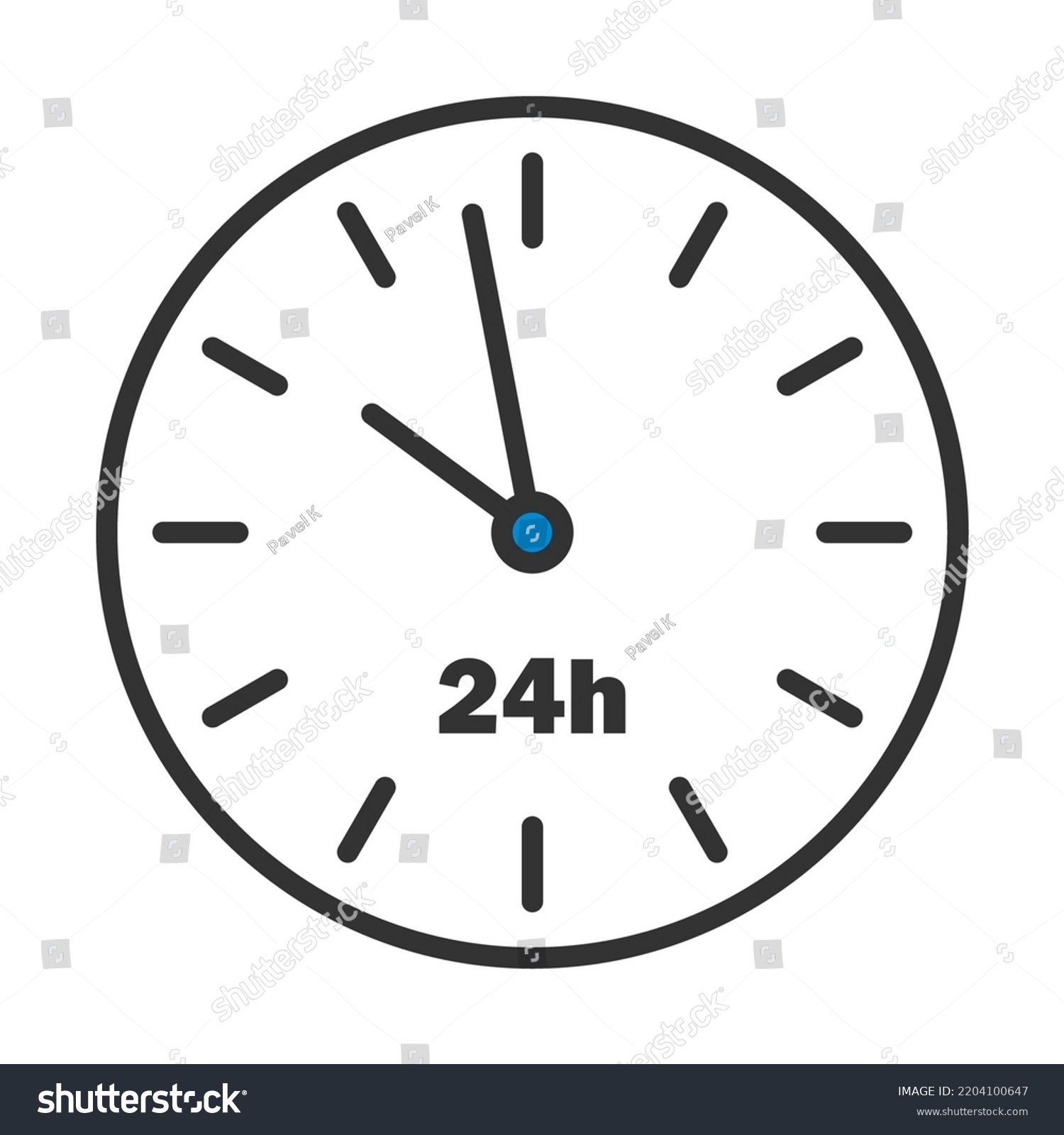 24 Hours Clock Icon Editable Bold Stock Vector Royalty Free