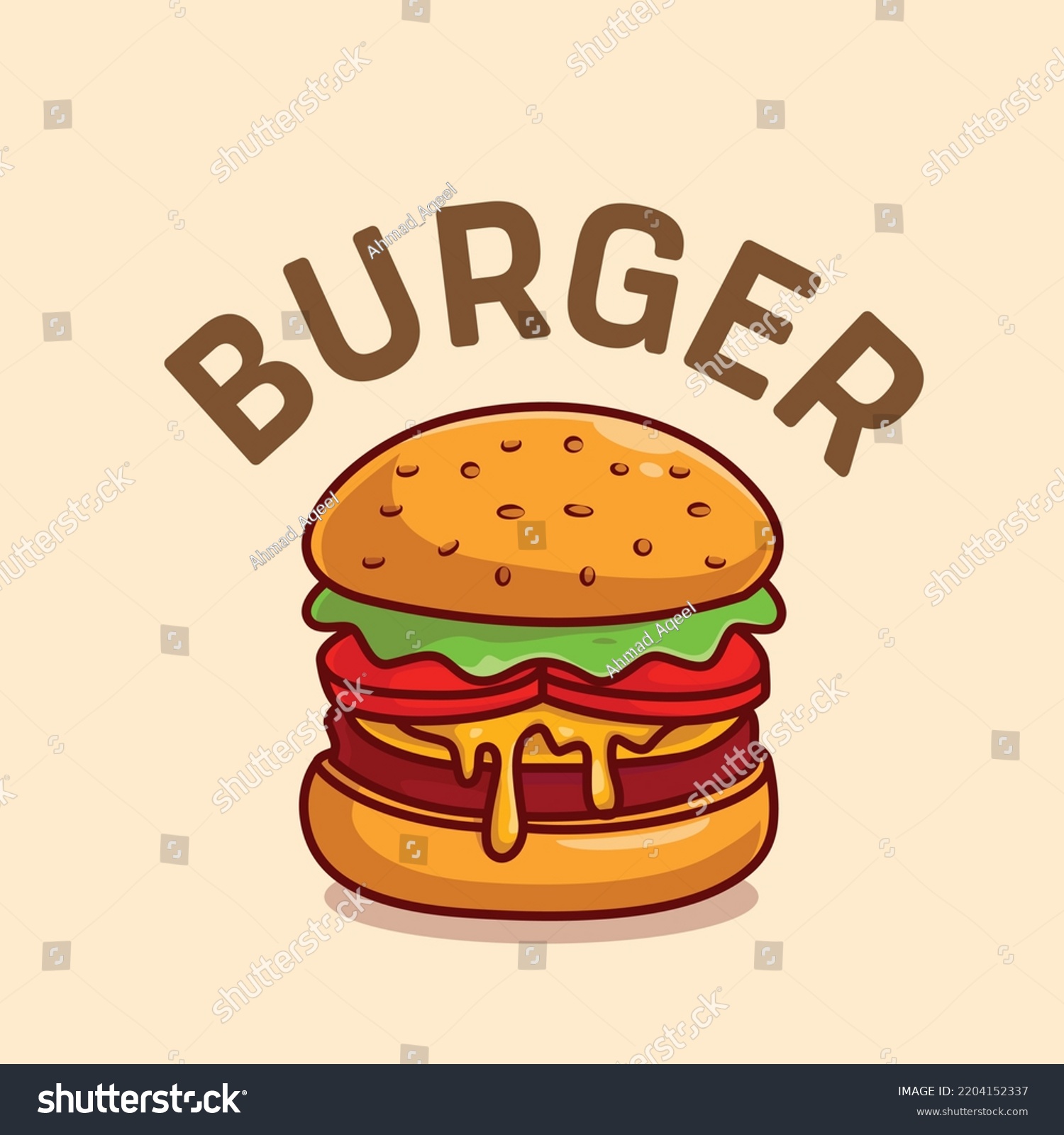 Fast Food Double Patty Burger Vector Stock Vector Royalty Free