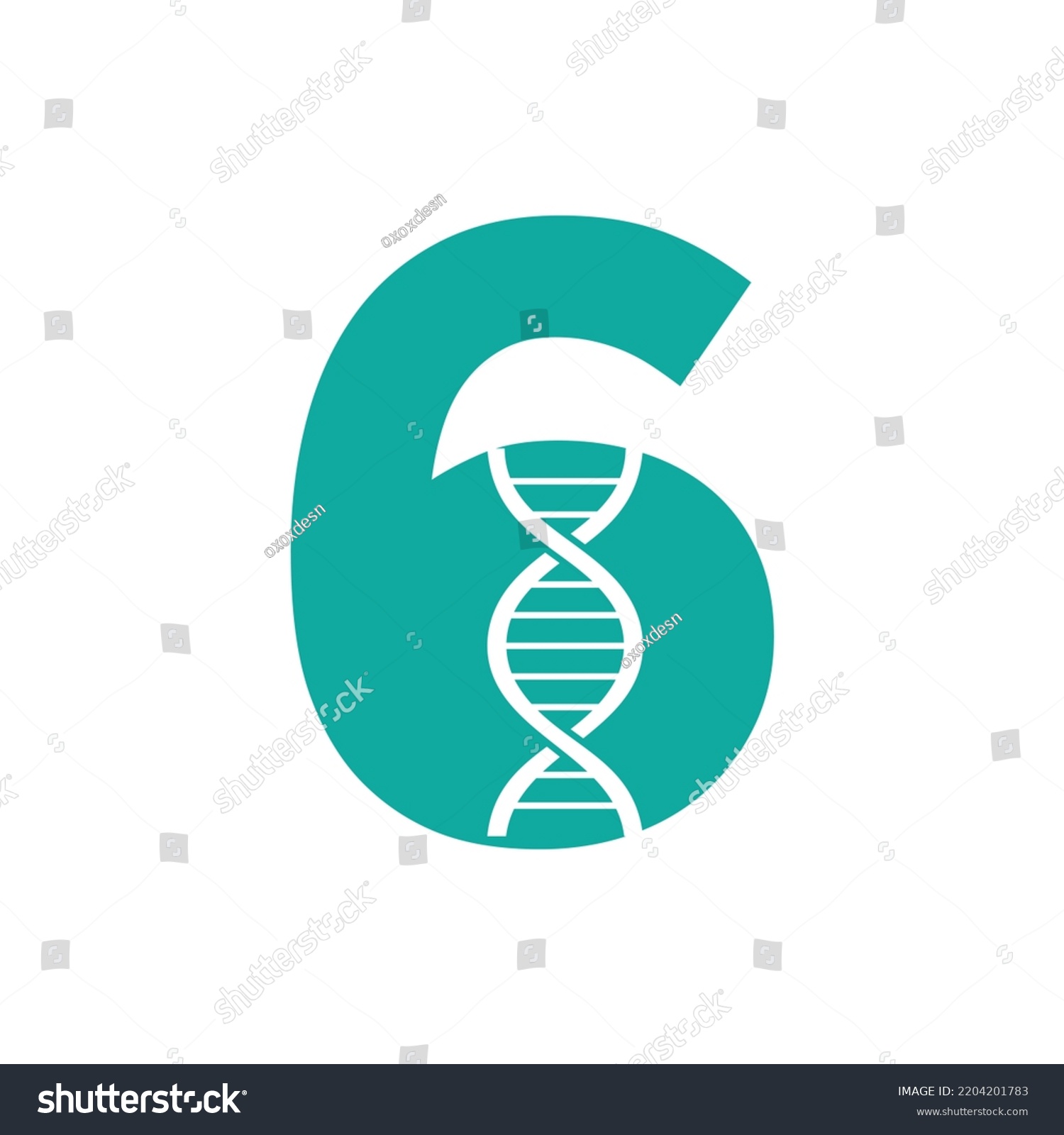 Initial Letter 6 Dna Logo Concept Stock Vector Royalty Free