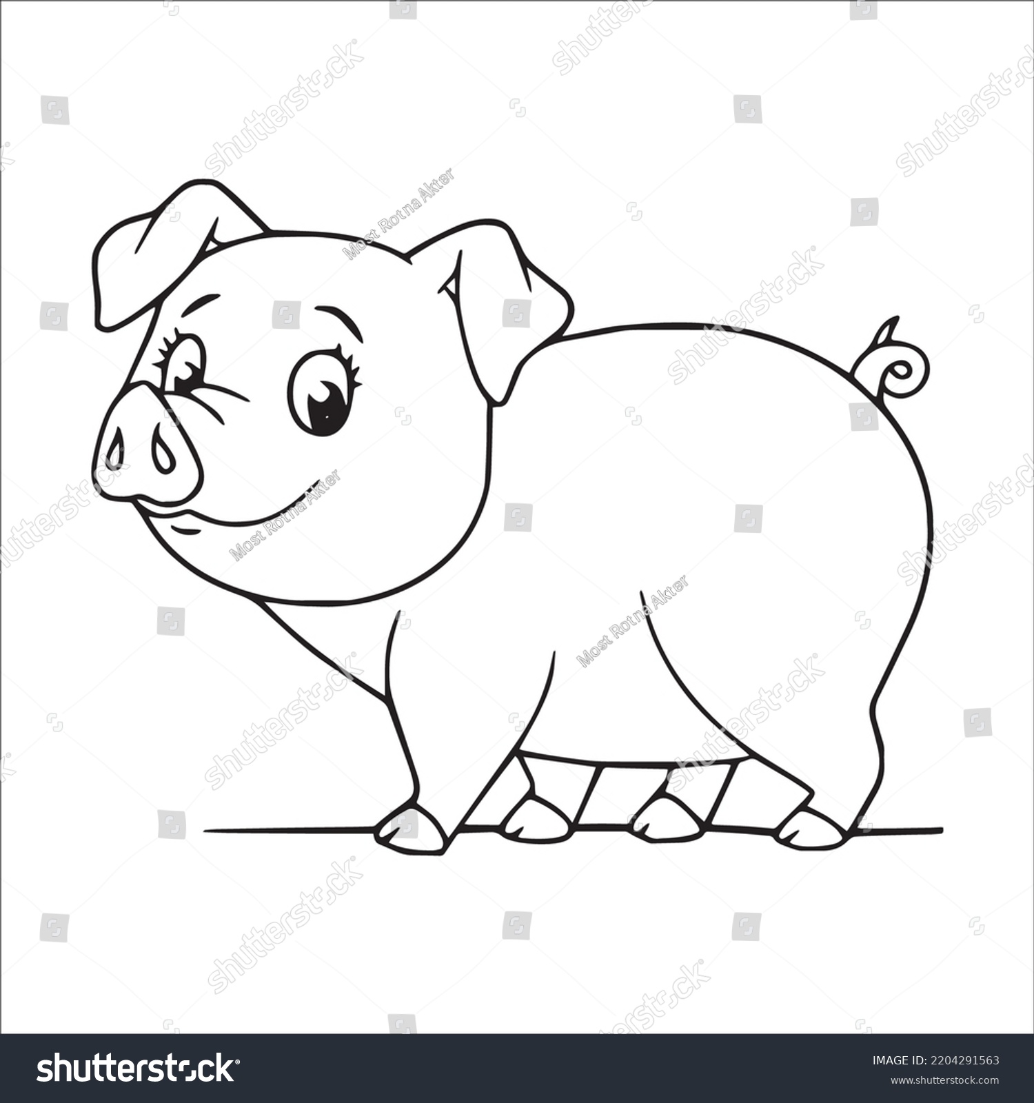 Cute Pig Coloring Book Pages Picturepig Stock Vector Royalty Free