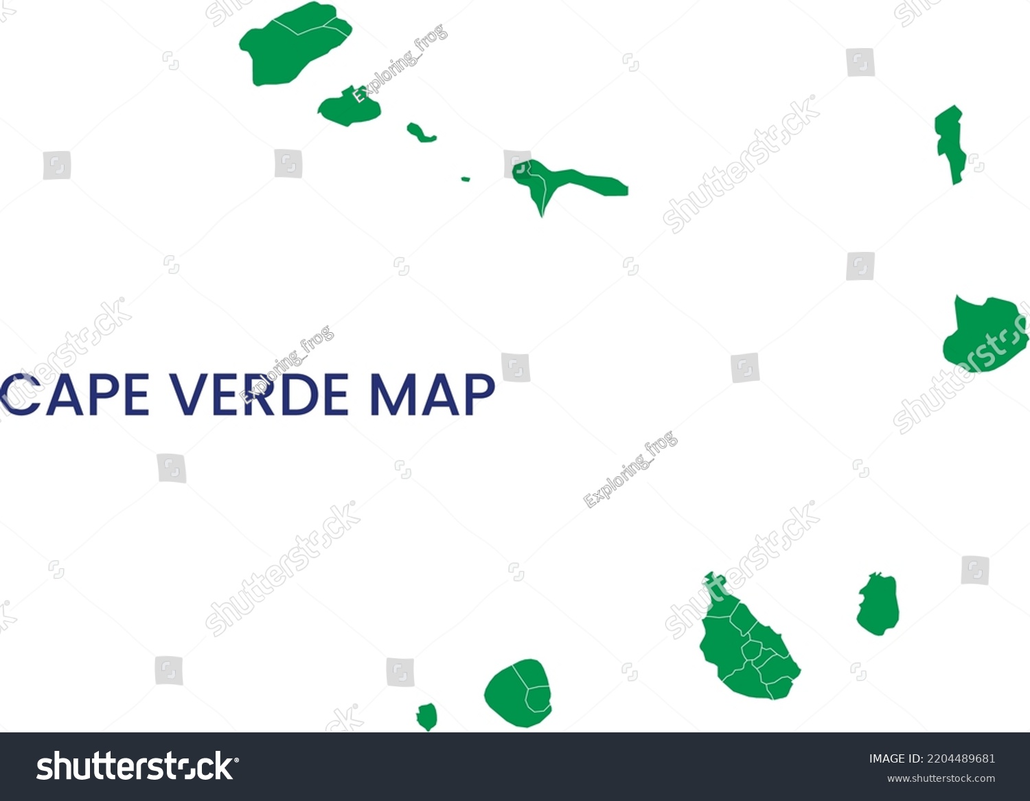 High Detailed Map Cape Verde Outline Stock Vector Royalty Free