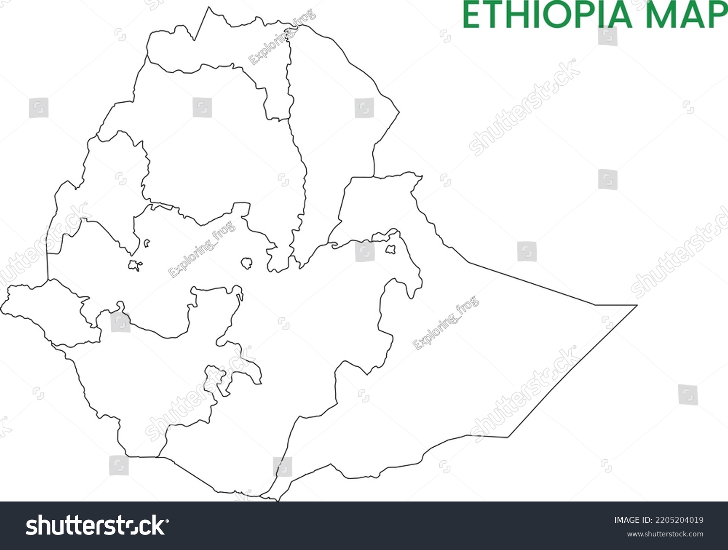 High Detailed Map Ethiopia Outline Map Stock Vector Royalty Free