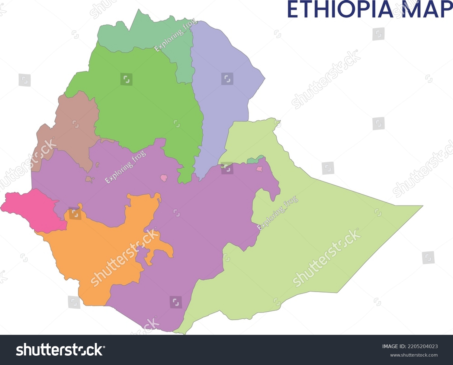 High Detailed Map Ethiopia Outline Map Stock Vector Royalty Free