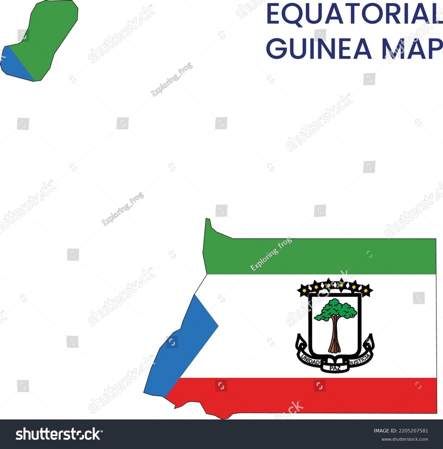 High Detailed Map Equatorial Guinea Outline Stock Vector Royalty Free