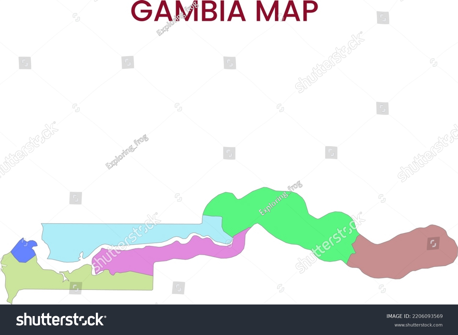 High Detailed Map Gambia Outline Map Stock Illustration