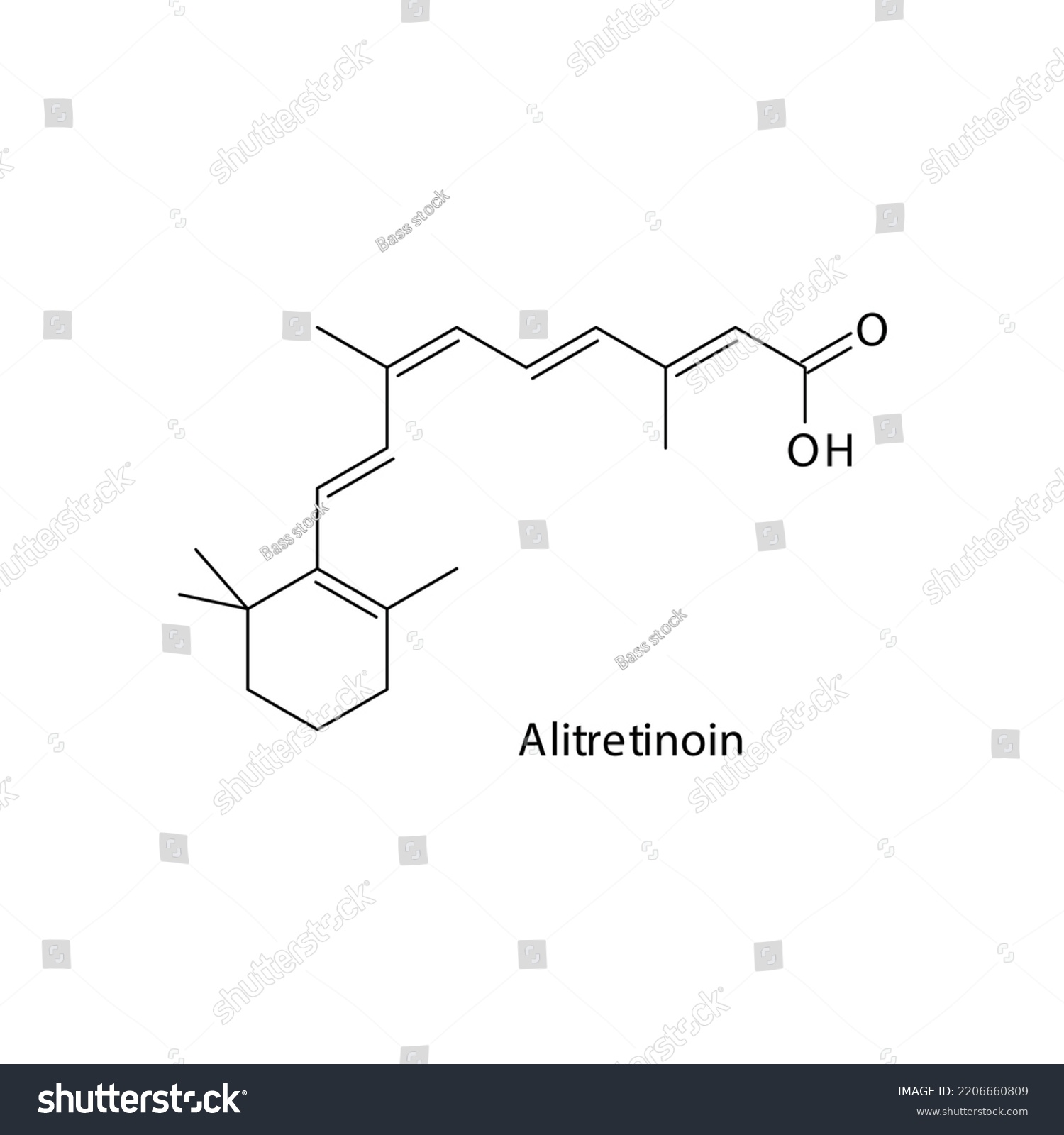 Alitretionin Molecule Flat Skeletal Structure St Stock Vector Royalty