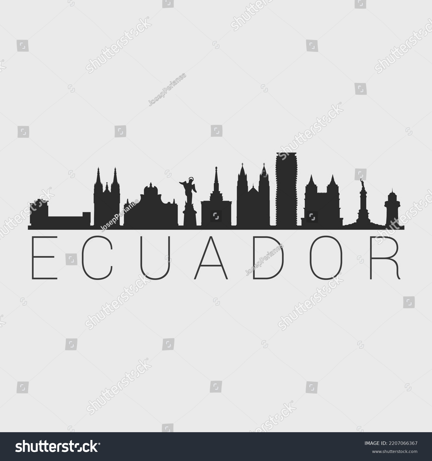 Ecuador City Skyline Silhouette Illustration Clip Stock Vector Royalty