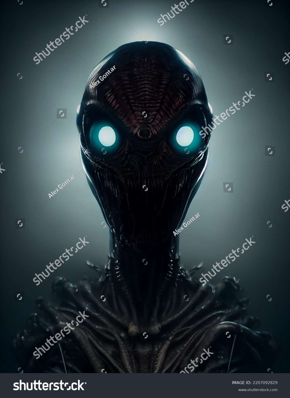 Fierce Ancient Reptilian Alien D Art Stock Illustration