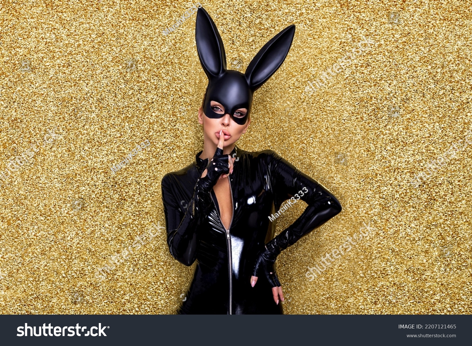 Sexy Blonde Woman Posing Halloween Vinyl Stock Photo 2207121465