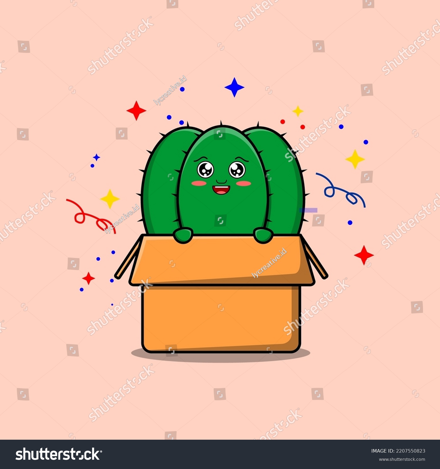 Cute Cartoon Cactus Character Coming Out Stock Vector Royalty Free